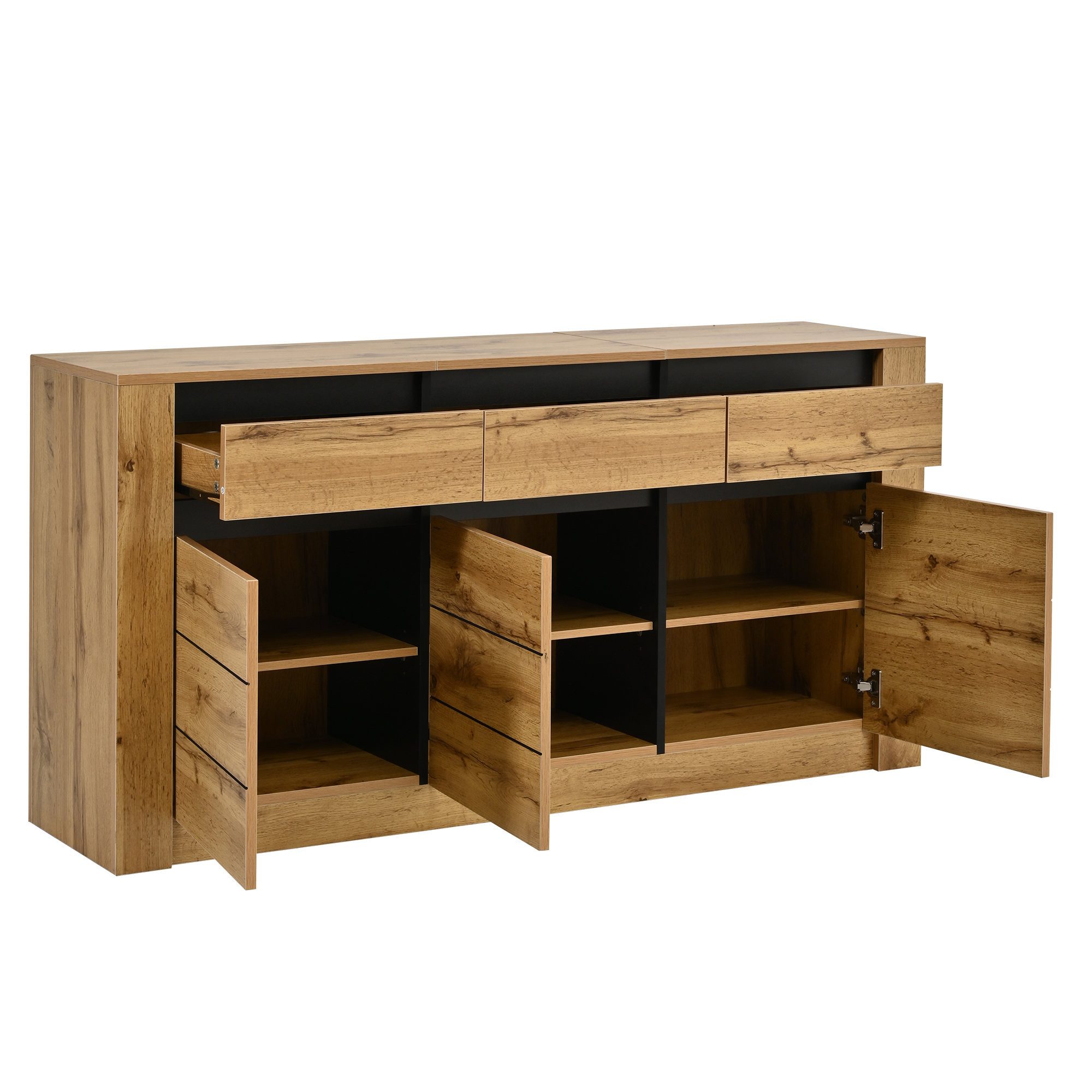 Odikalo Sideboard Kommode Aufbewahrungsschrank mit Lagerbereiche Schubladen (Sideboard 140×35×70cm aus Spanplatte moderner Kommode für Wohnzimmer Kabinett mit 9 – Bild 5 von 5