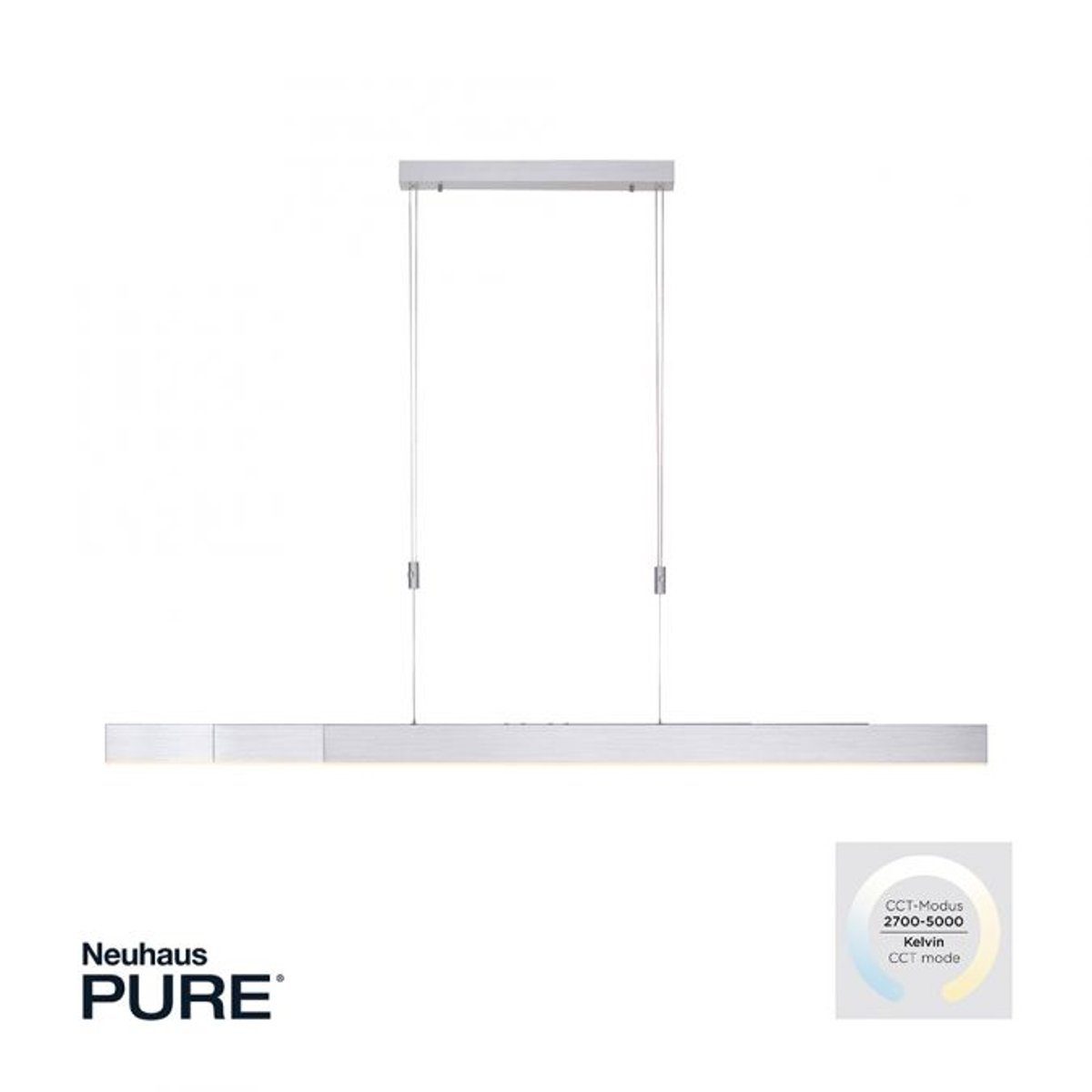 Paul Neuhaus LED Pendelleuchte Pure-Moto, dimmbar, LED fest integriert,  Warmweiß, Tageslichtweiß, Neutralweiß, höhenverstellbar, Schirm ausziehbar,  dimmbar, CCT, Fernbedienung, LED dimmbar & CCT-Steuerung (warmweiß/kaltweiß)