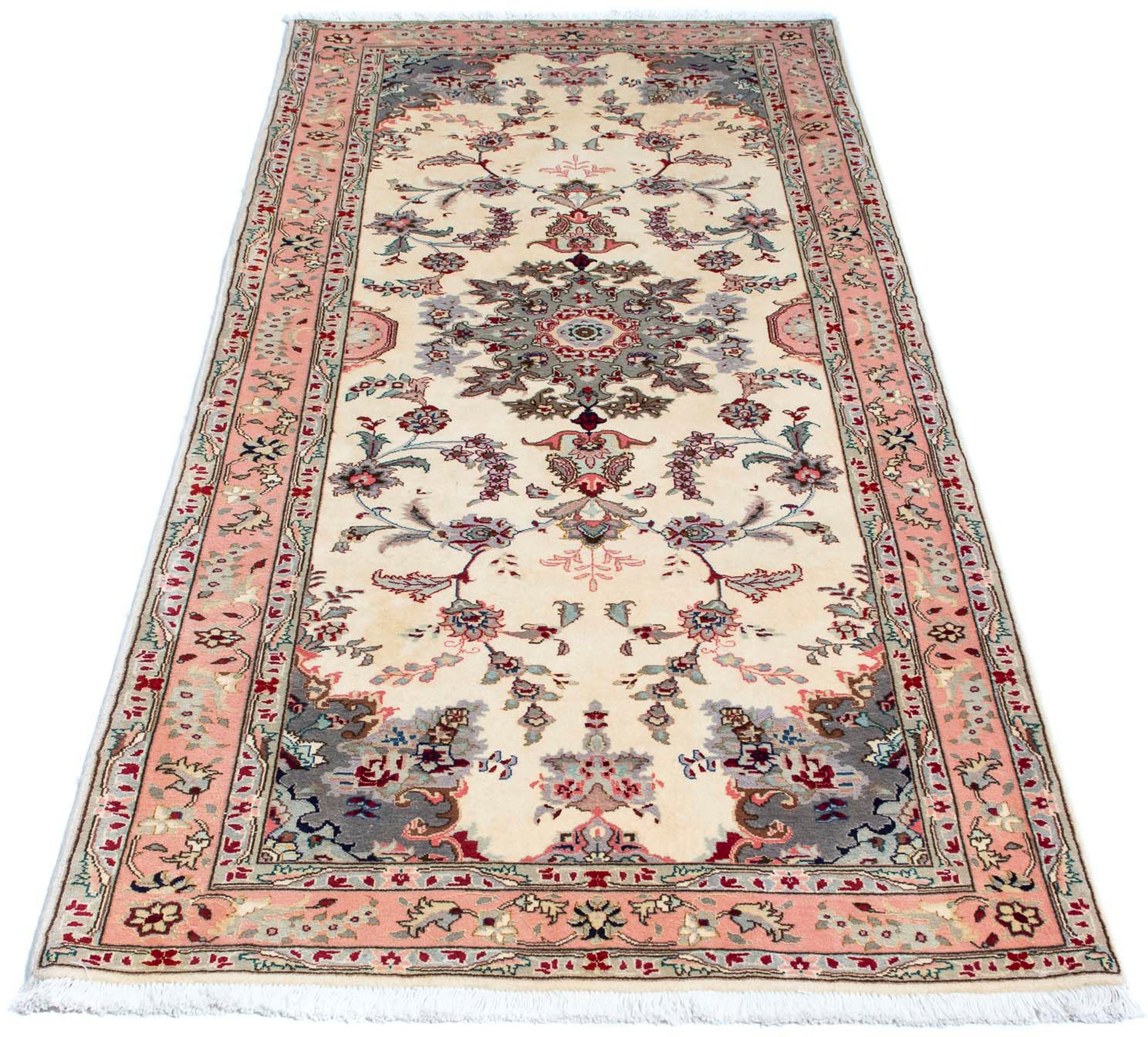 Orientteppich Perser - Täbriz - Royal - 203 x 83 cm - beige, morgenland, rechteckig, Höhe: 7 mm, Wohnzimmer, Handgeknüpft, Einzelstück mit Zertifikat