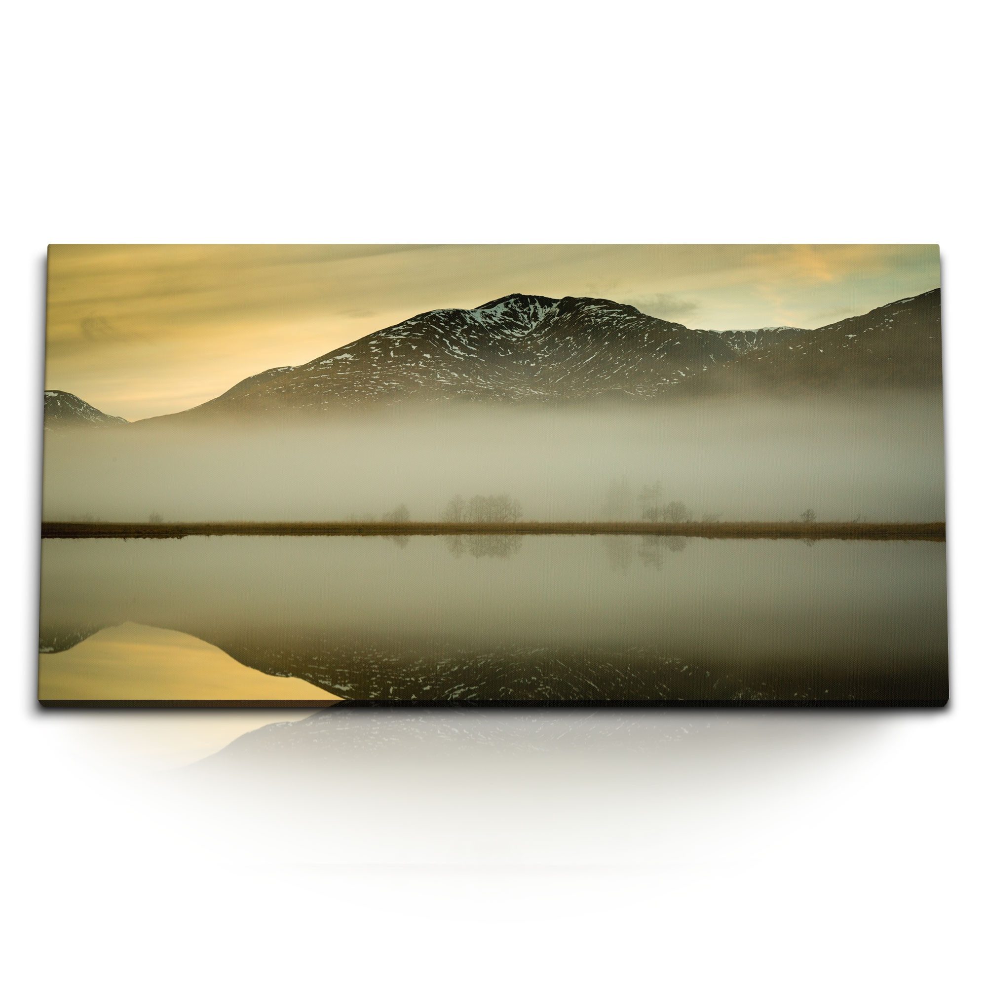 Leinwandbild Kunstdruck Bilder 120x60cm See Berge Reflexion Natur Abenddämmerung