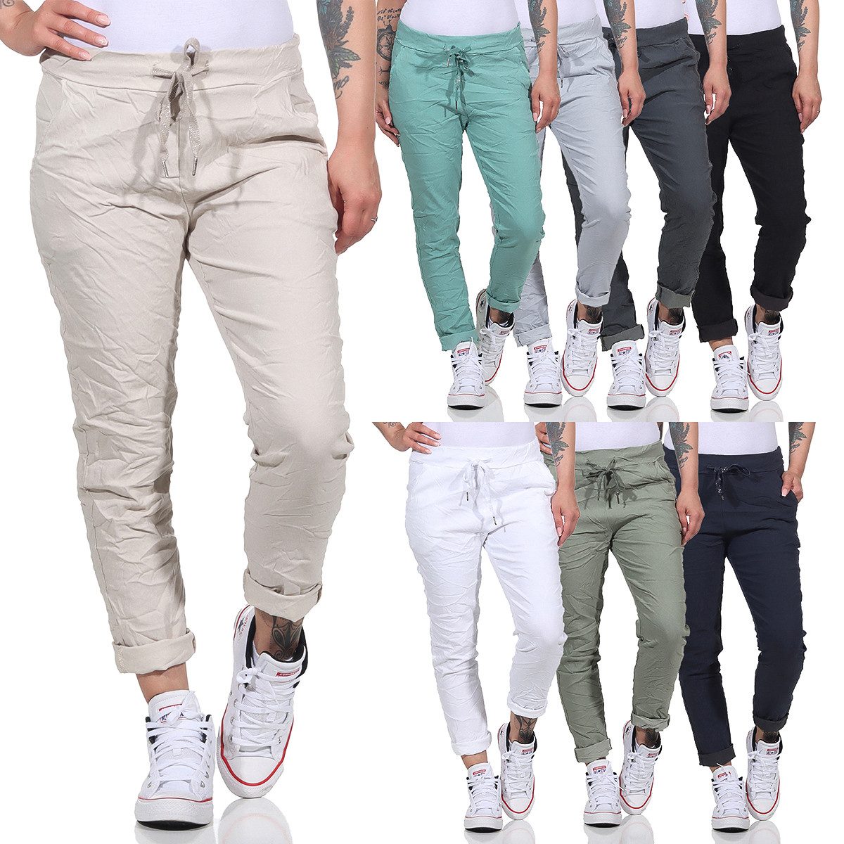CLEO STYLE Jogginghose Damen Jogginghose 8115 36-40 Beige – Bild 5 von 5