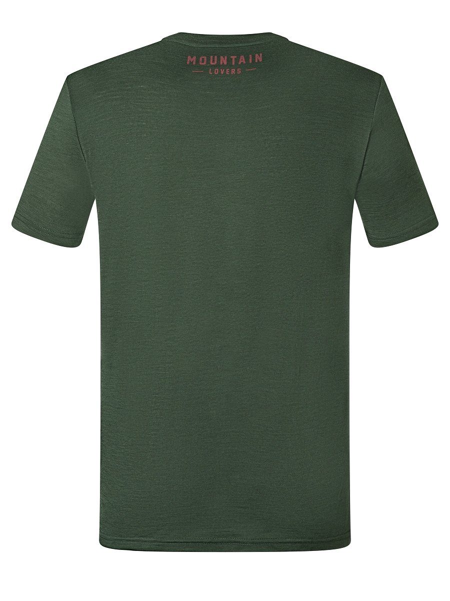 GEAR TEE M Merino SKIING Merino-Materialmix feinster Red SUPER.NATURAL Forest/Feather Print-Shirt Deep Grey/Aurora T-Shirt