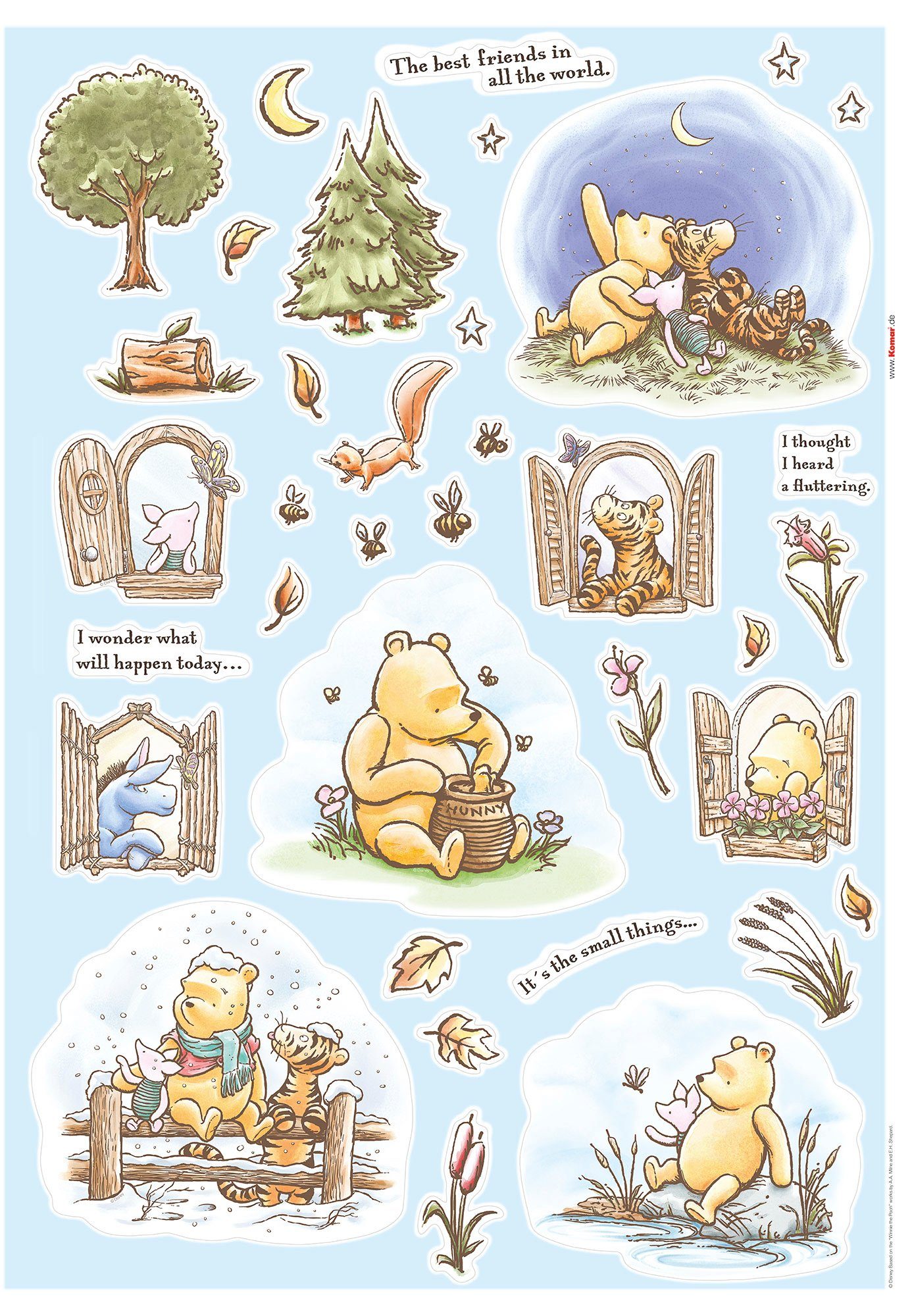 Komar Wandtattoo Winnie the Pooh Adventures (61 St), 50x70 cm (Breite x Höhe), selbstklebendes Wandtattoo | Kinderzimmer-Wandtattoos