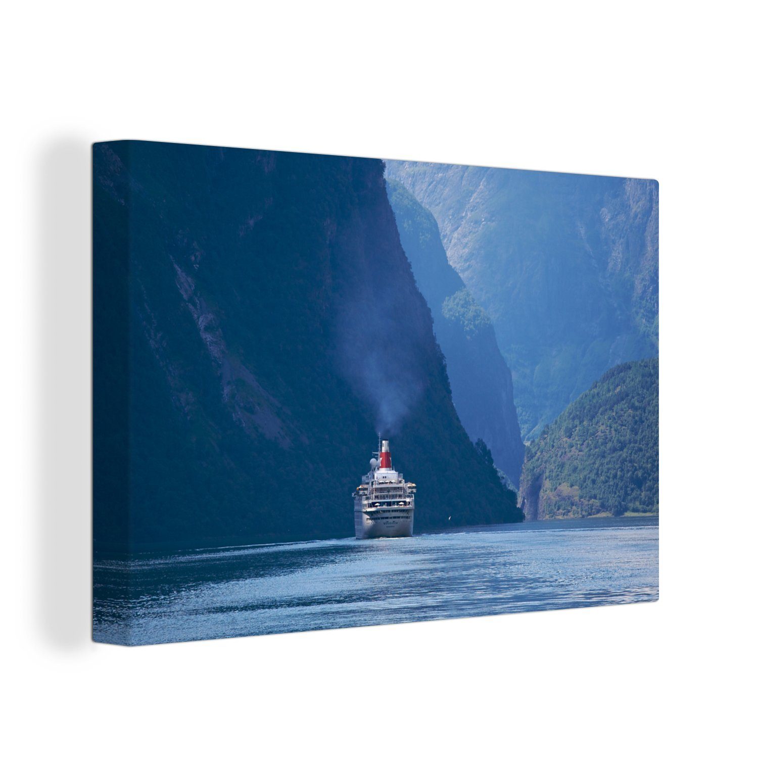 Kreuzfahrtschiff 30x20 cm Wandbild den Wanddeko, OneMillionCanvasses® Aufhängefertig, Leinwandbild (1 zwischen Ein Bergen, Leinwandbilder, St),