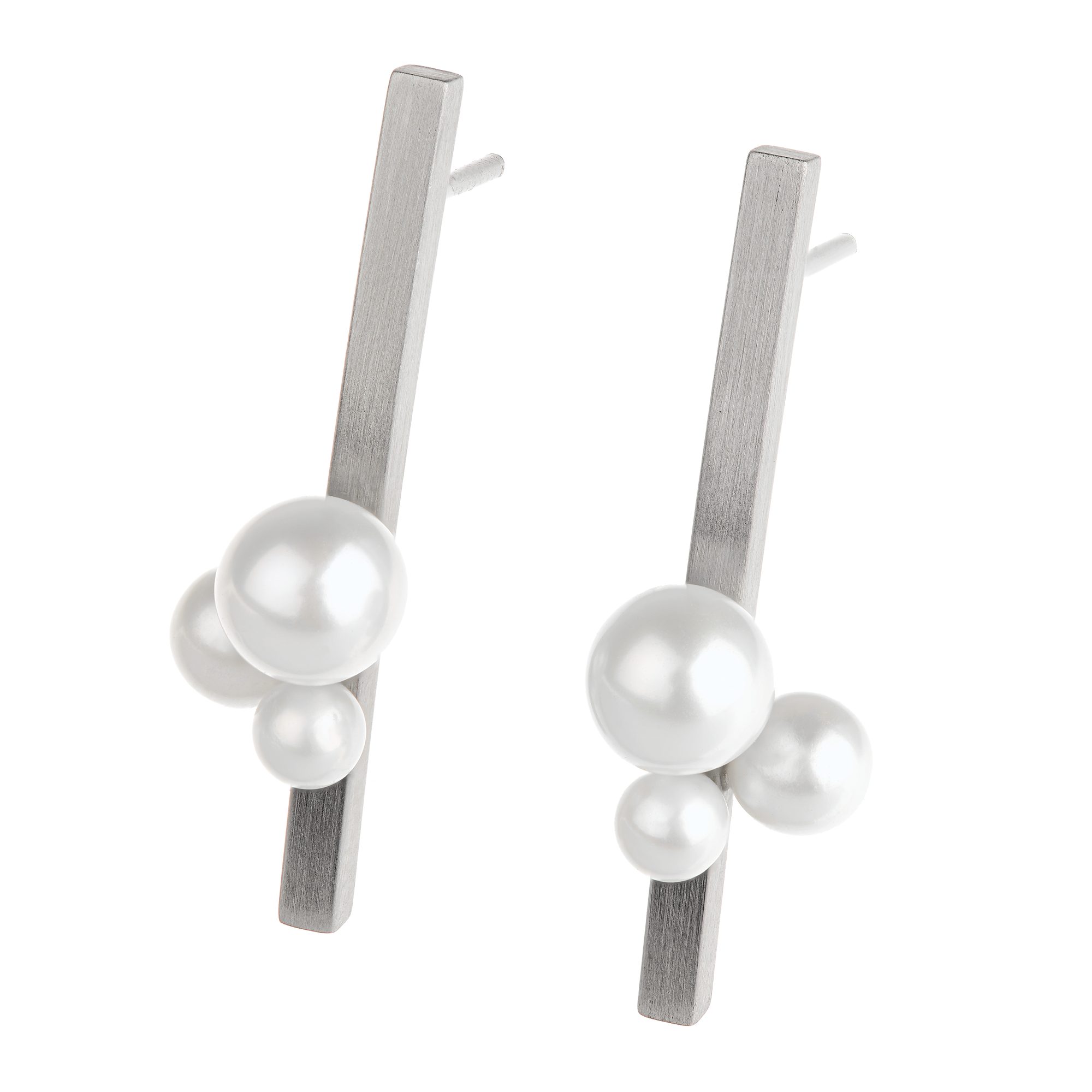 Ernstes Design Paar Ohrstecker Edelstahl / Süßwasser-Perlen E596