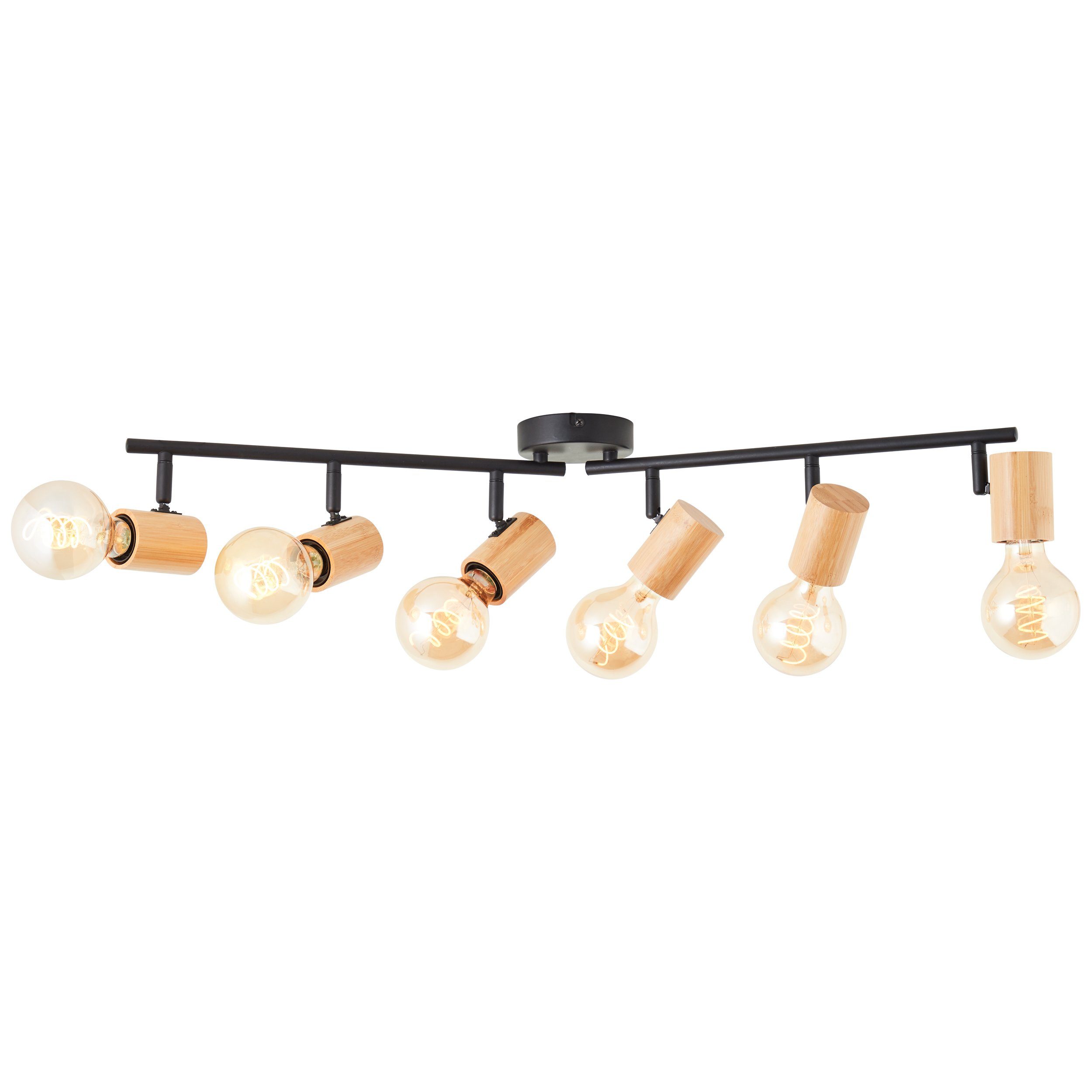 Brilliant Deckenstrahler Kerry, ohne Leuchtmittel, Breite 77 cm, E27, Metall/Bambus, schwarz/natur