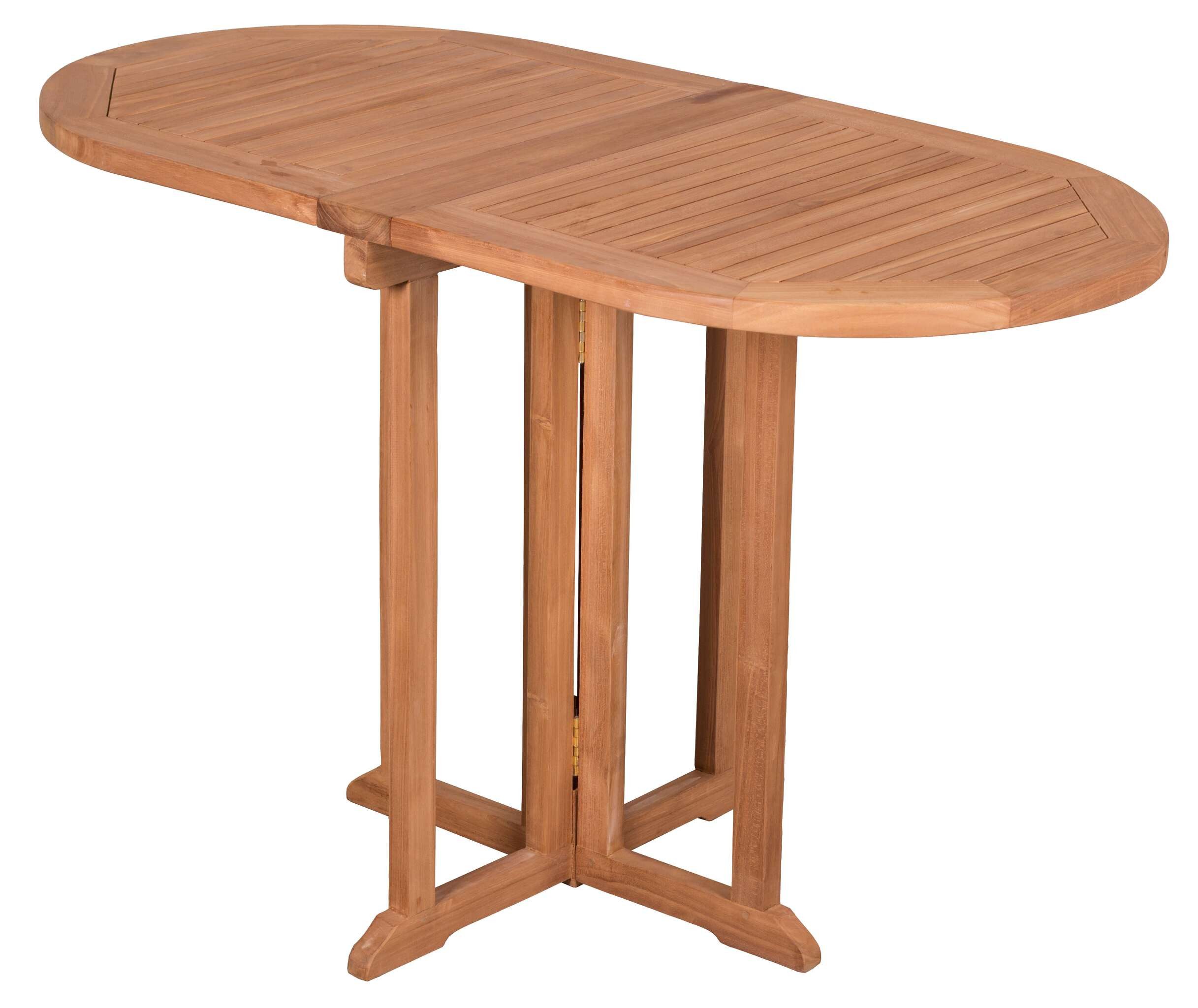 MR.DEKO Gartentisch Balcony Teak 120x60 cm klappbar Balkon Tisch Holz wetterfest (Ideal zu Deckchairs kombinierbar – für drinnen & draußen geeignet, 1-St), Plantagen-Teak Vollholz – wetterfest, vielseitig, leicht montierbar