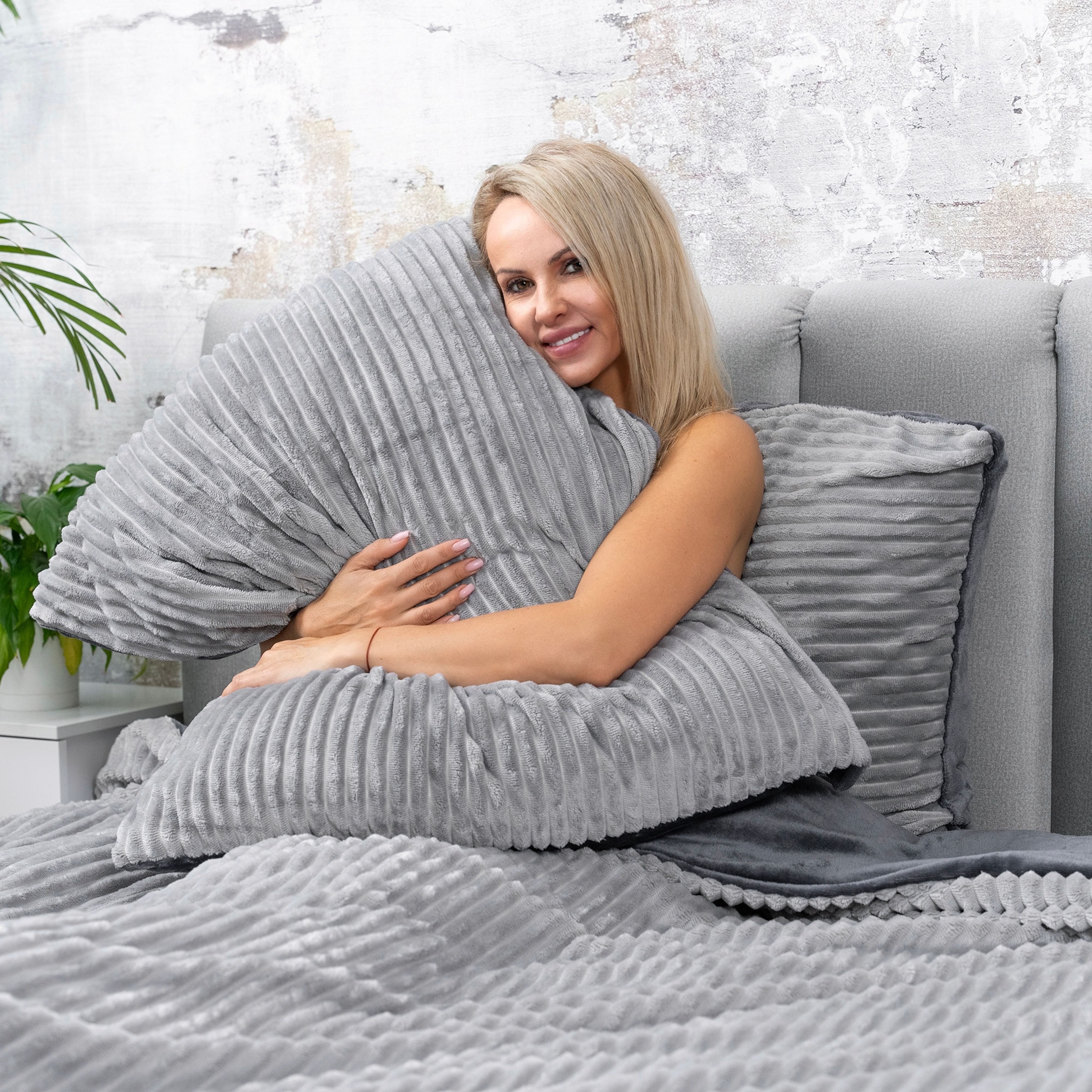 One Home Bettwäsche Winter Cashmere Touch Cord Optik, Fleece, 2 teilig, kuschelig flauschig warmes weiches Flanell Teddy Plüsch – Bild 3 von 5