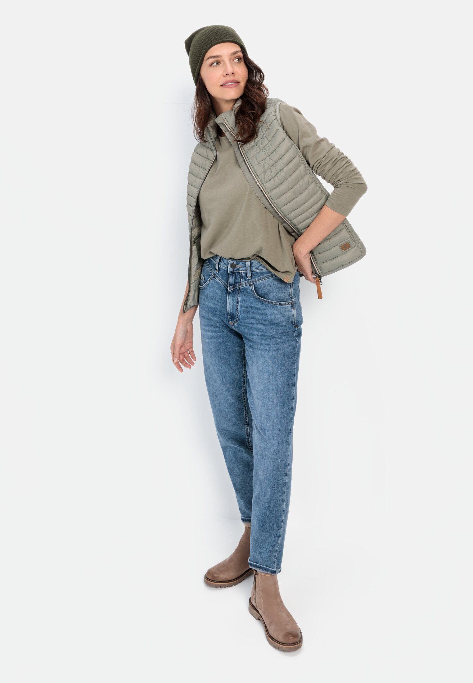 camel active Steppweste aus recyceltem Polyamid ärmellos Stehkragen mit Stehkragen