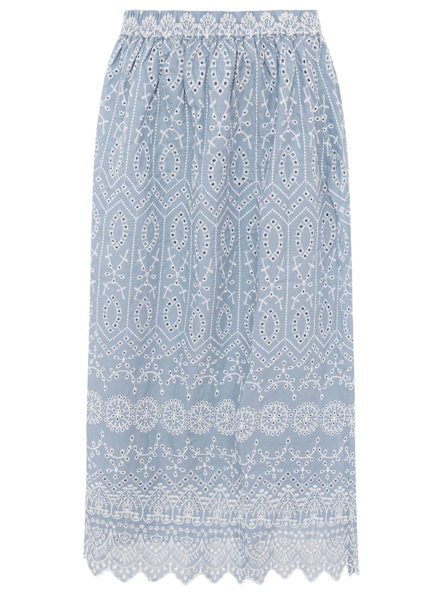 Zwillingsherz Maxirock "Lochstickerei" knöchellang, mit Lochspitze, elastischer Bund