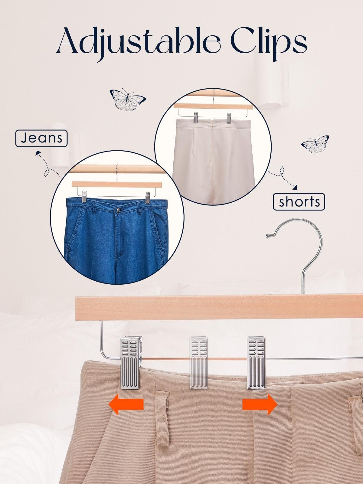 House Day Kleiderbügel Holz Rockbügel, Hosen Rock Socken Shorts für (10-tlg), 360°Haken, als Hosenbügel / Kleiderbügel Unterwäsche
