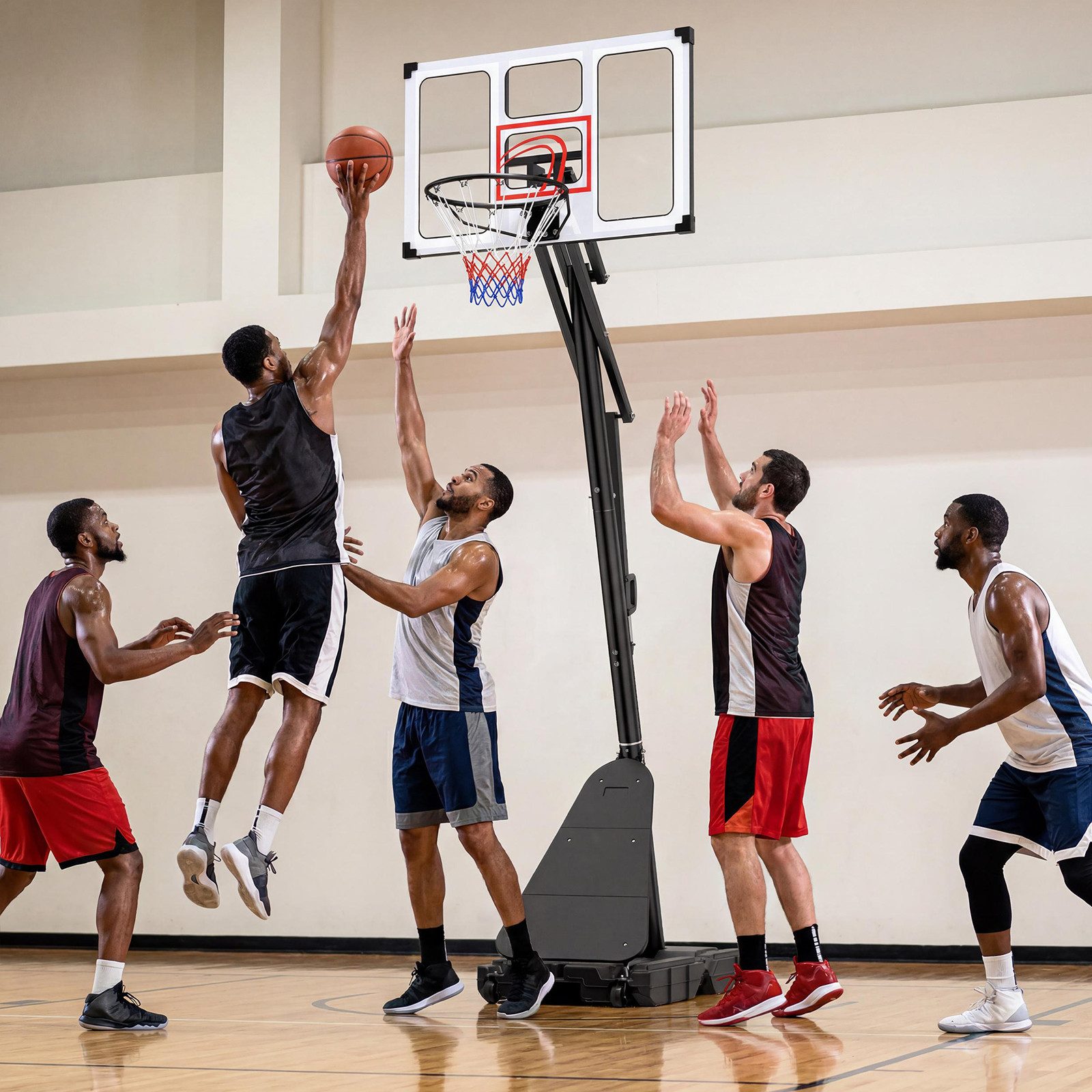 COSTWAY Basketballständer, 150-305 cm, mit PC-Rückwand & befüllbarer Sockel