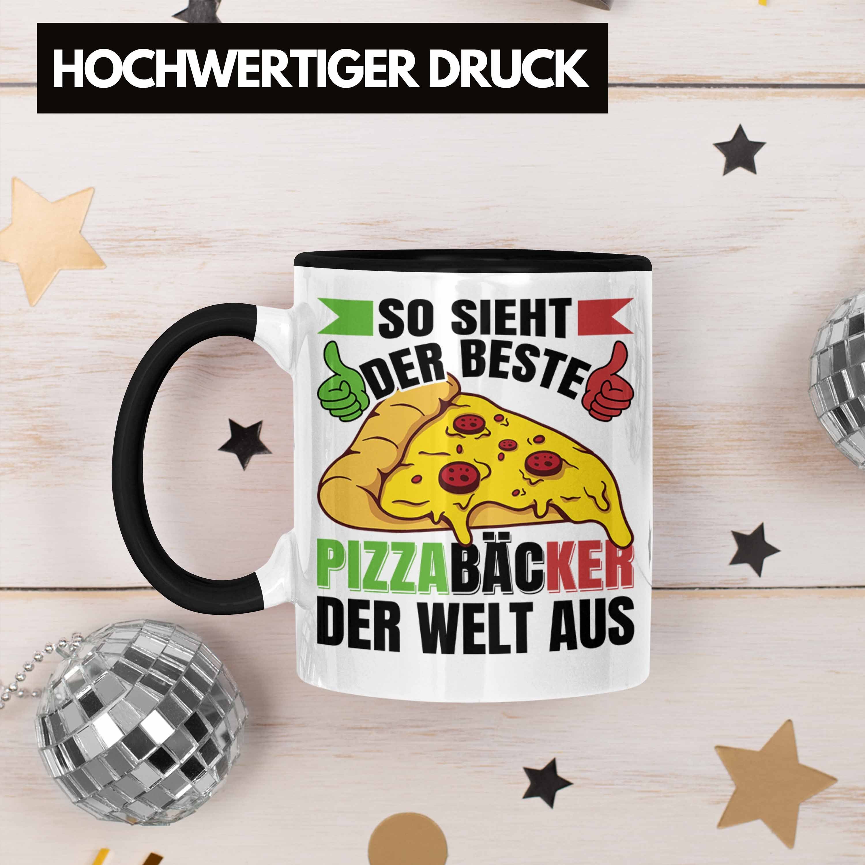 Tasse Schwarz Tasse Spruch Geschenkidee - Trendation Pizzabäcker Lustiger Geschenk Pizza-Bäcker Trendation