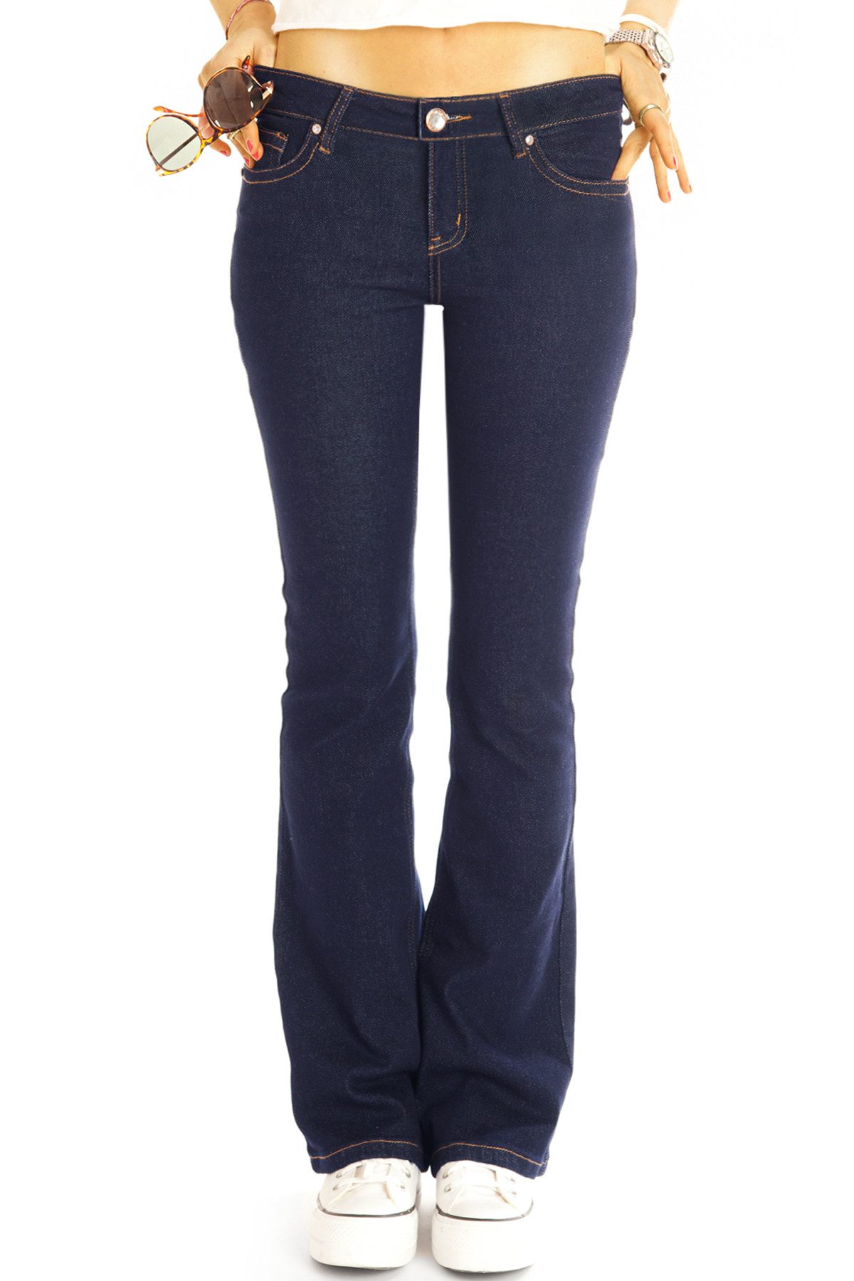 be styled Bootcut-Jeans Hüftjeans Bootcut Jeans - Stretchjeans Schlaghose - Damen - j48L-1 mit Stretch-Anteil