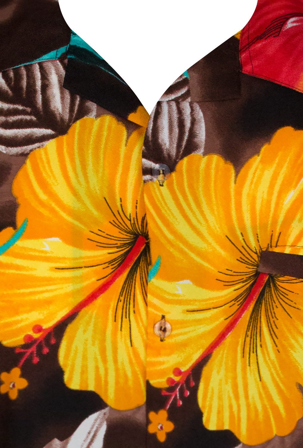 King Kameha Hawaiihemd Big Flower Funky Hawaii-Hemd Kurzarm Front-Tasche Stylish Unisex