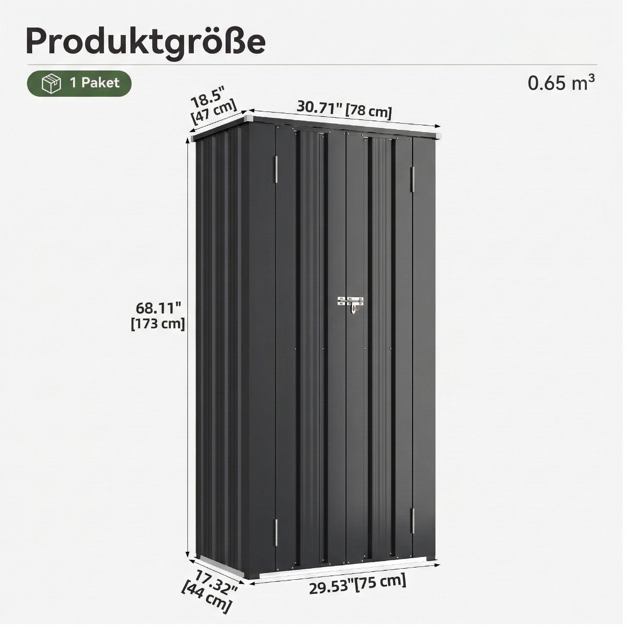 AOXUN Gerätehaus Metallschuppen mit abschließbaren Türen, BxT: 78x47 cm, (1 St), Geeignet für Garage, Terrasse und Außenbereich