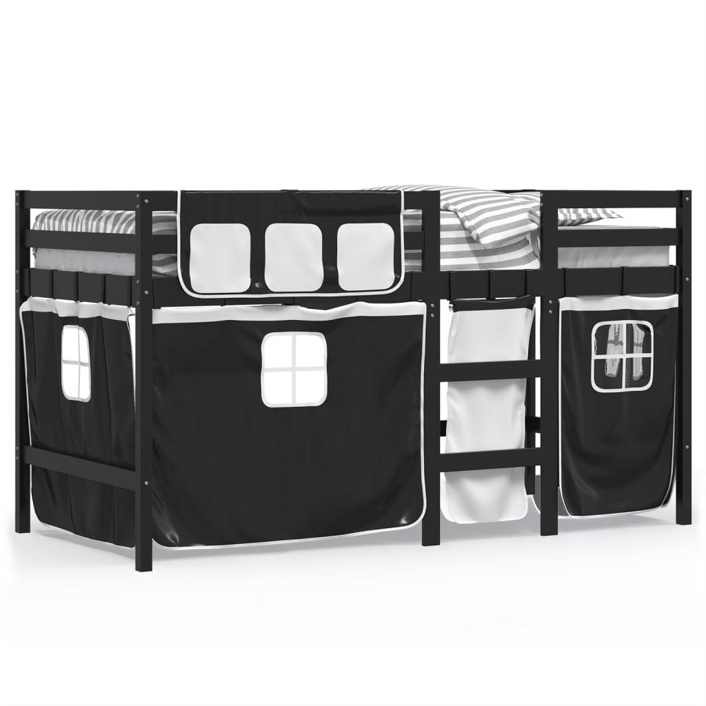 vidaXL Bett Kinderhochbett mit Vorhängen Weiß günstig online kaufen