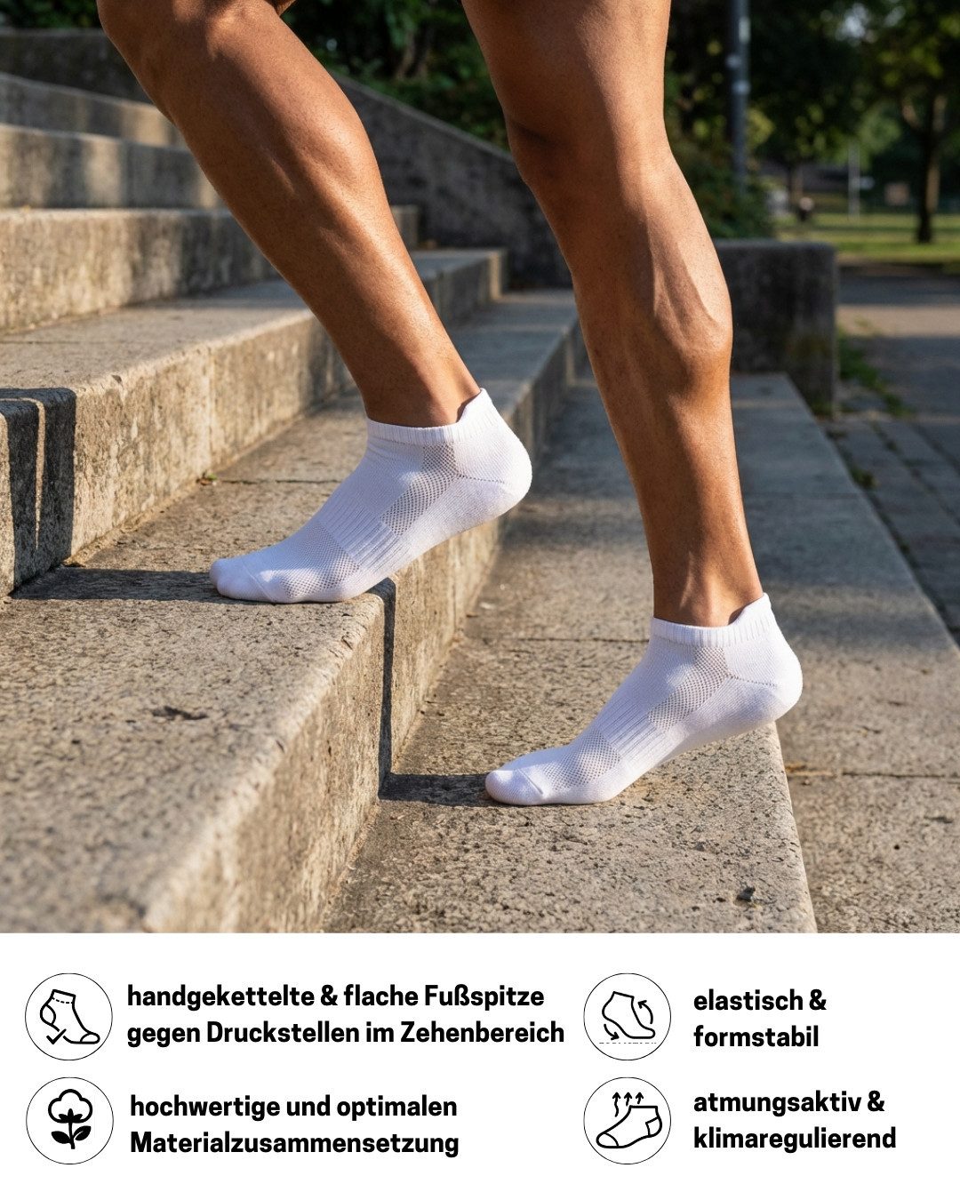 sockenkauf24 Sneakersocken 10 Paar Sneaker Socken Herren Damen Sportsocken Baumwolle (20-Paar) Atmungsaktiv mit Mesh-Streifen – Bild 4 von 5