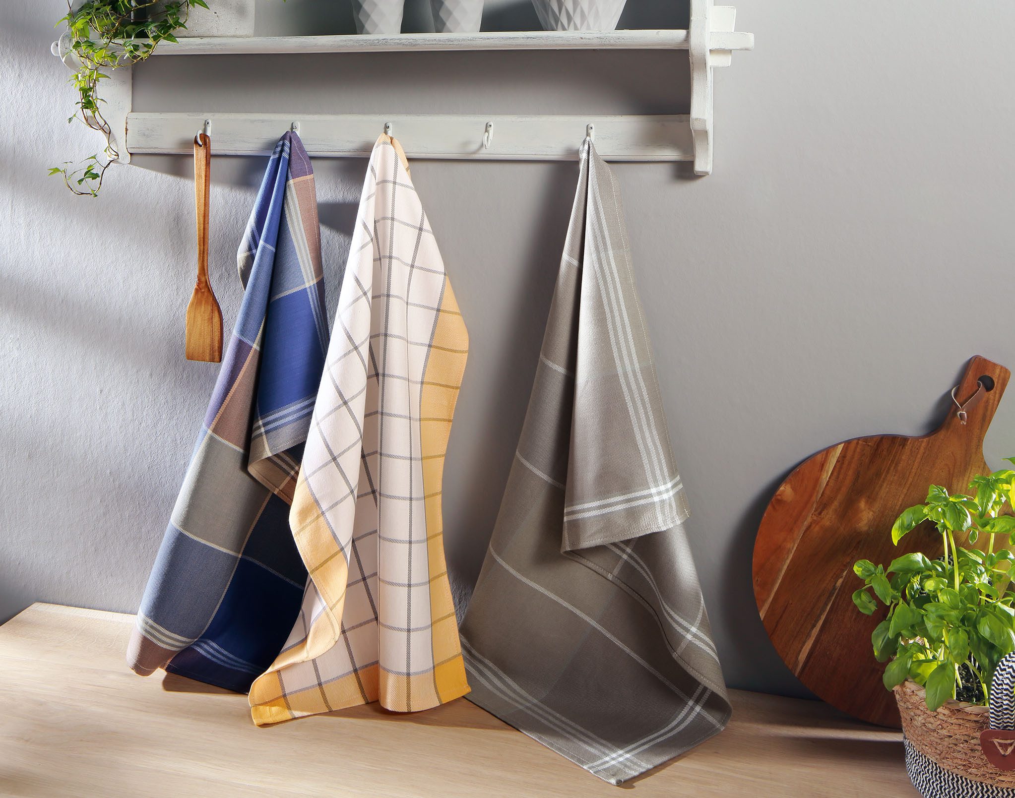 liebling Geschirrtuch Polier -und Geschirrtuch, (3er Pack, 2 karierte und 1 gestreiftes Tuch), ideal zum Abtrocknen von Geschirr, besonders saugfähig, Ökotex 100