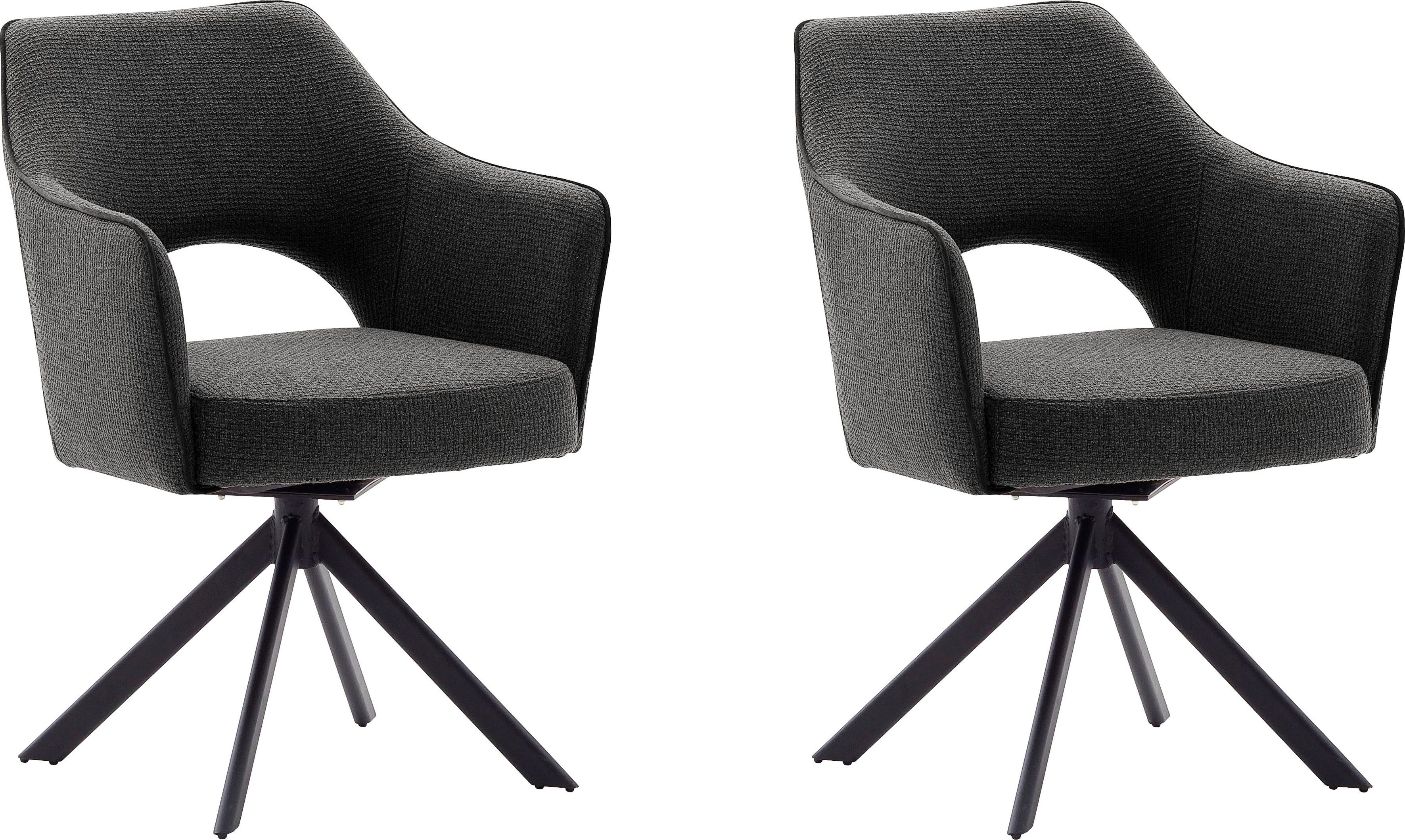 MCA furniture 4-Fußstuhl Tonala (Set, Nivellierung | Metall St), 2 schwarz lackiert 180° mit matt drehbar Anthrazit