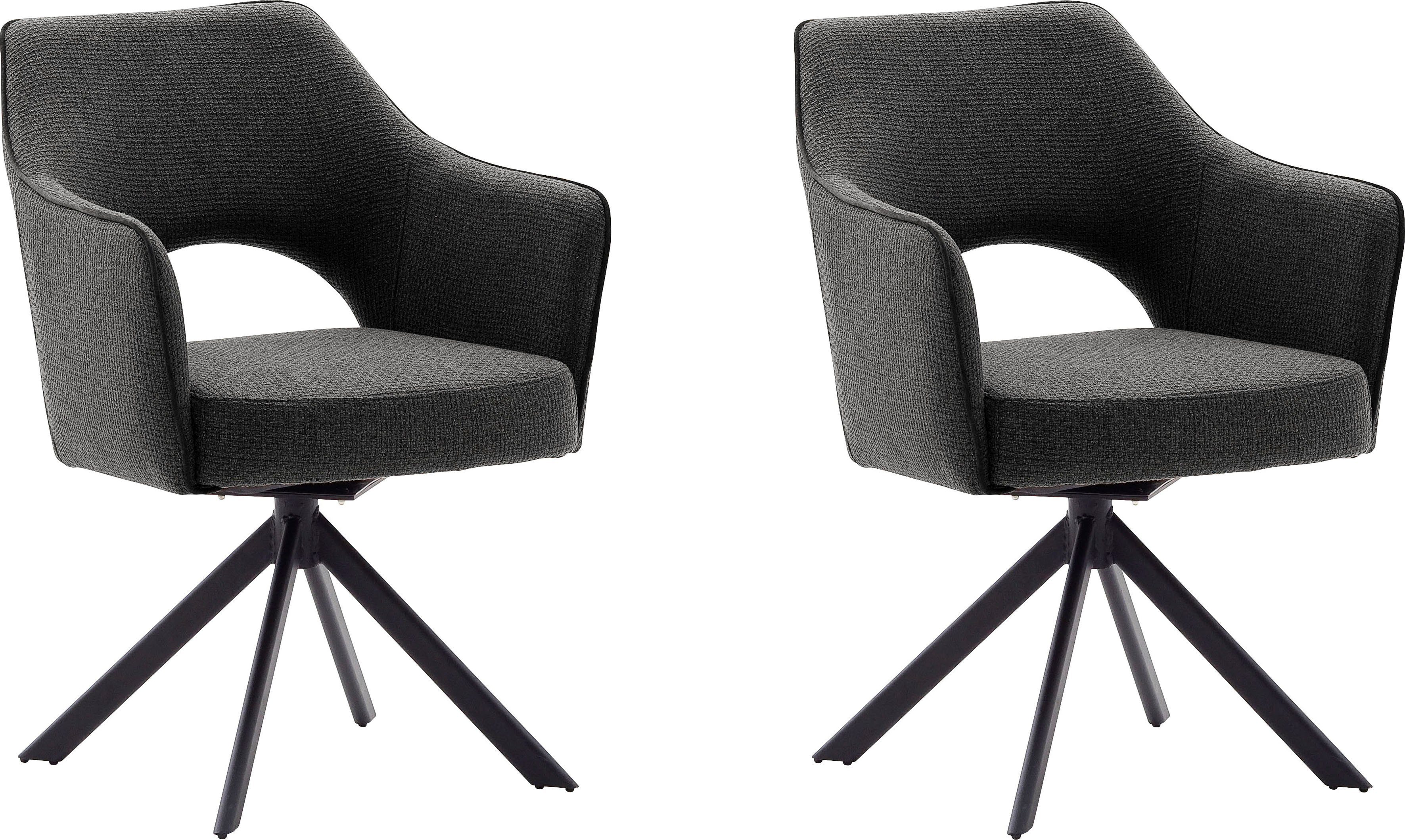 2 Nivellierung drehbar Anthrazit furniture mit schwarz 180° St), Metall 4-Fußstuhl matt lackiert (Set, | MCA Tonala