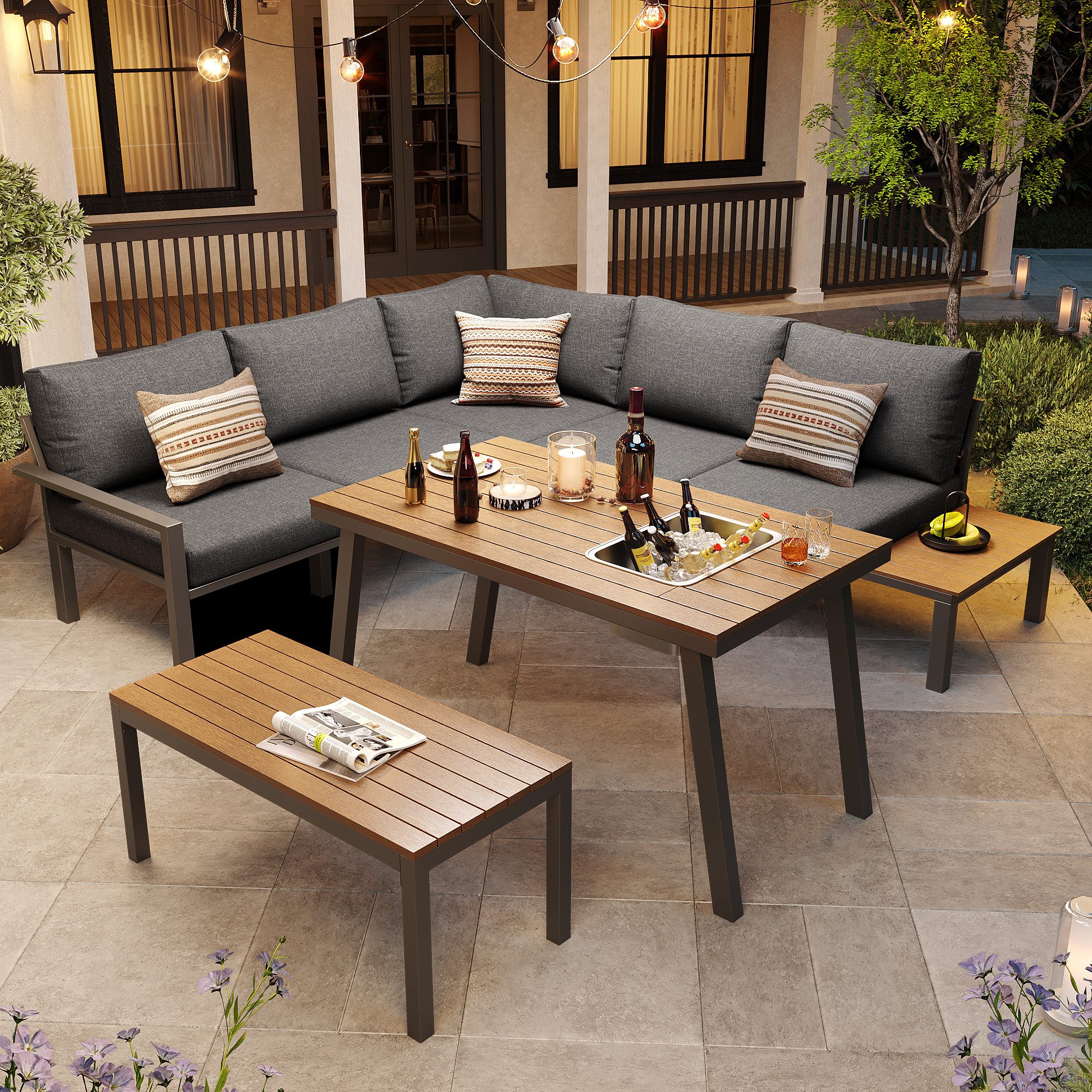 HAUSS SPOLE Gartenlounge-Set 2 Sofas, 1 günstig online kaufen