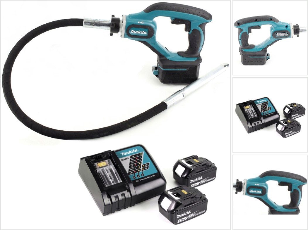 Makita Betonmischer DVR 450 RT Akku Betonverdichter 18V + 2x Akku 5,0Ah + Ladegerät