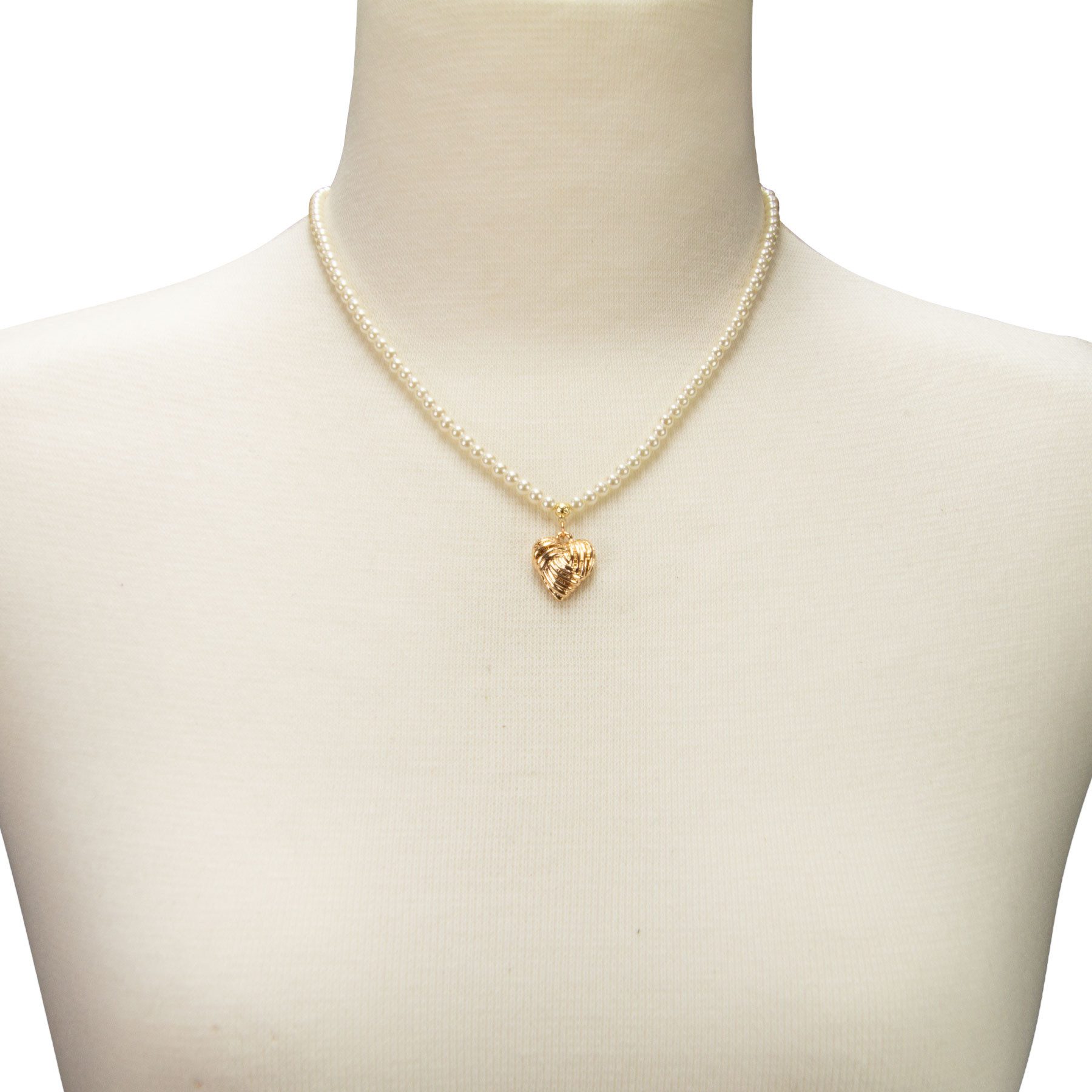 Alpenflüstern Collier Trachten-Perlen-Halskette Knotenherz (creme-weiß), - elegante Trachtenkette - nostalgischer Damen-Trachtenschmuck, filig – Bild 4 von 4