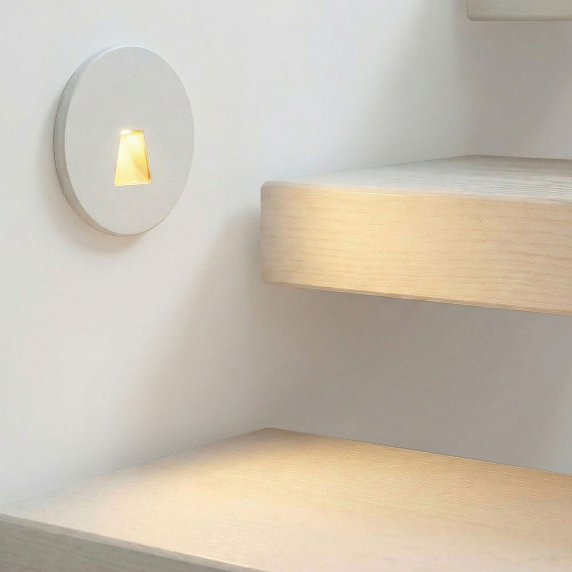 Maxkomfort LED Einbauleuchte - Treppenbeleuchtung Modular mit/ohne Bewegungsmelder - Stufenlicht, ohne Bewegungsmelder, LED fest integriert, 3 Lichtfarben einstellbar - Wandeinbauleuchte Treppe Innen Rund/Eckig