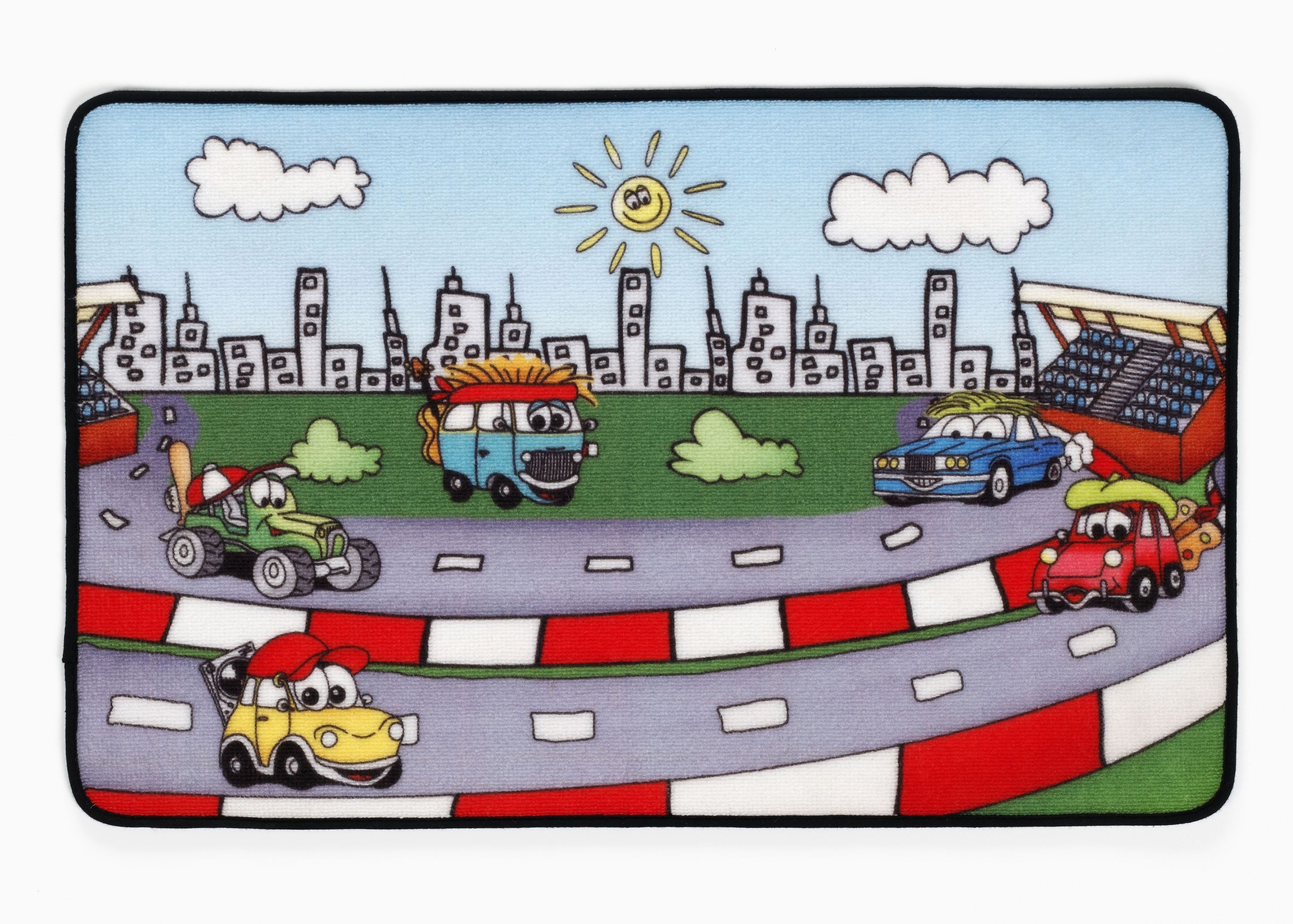 Böing Carpet Kinderteppich Straßenteppich Rennbahn Autos, rechteckig