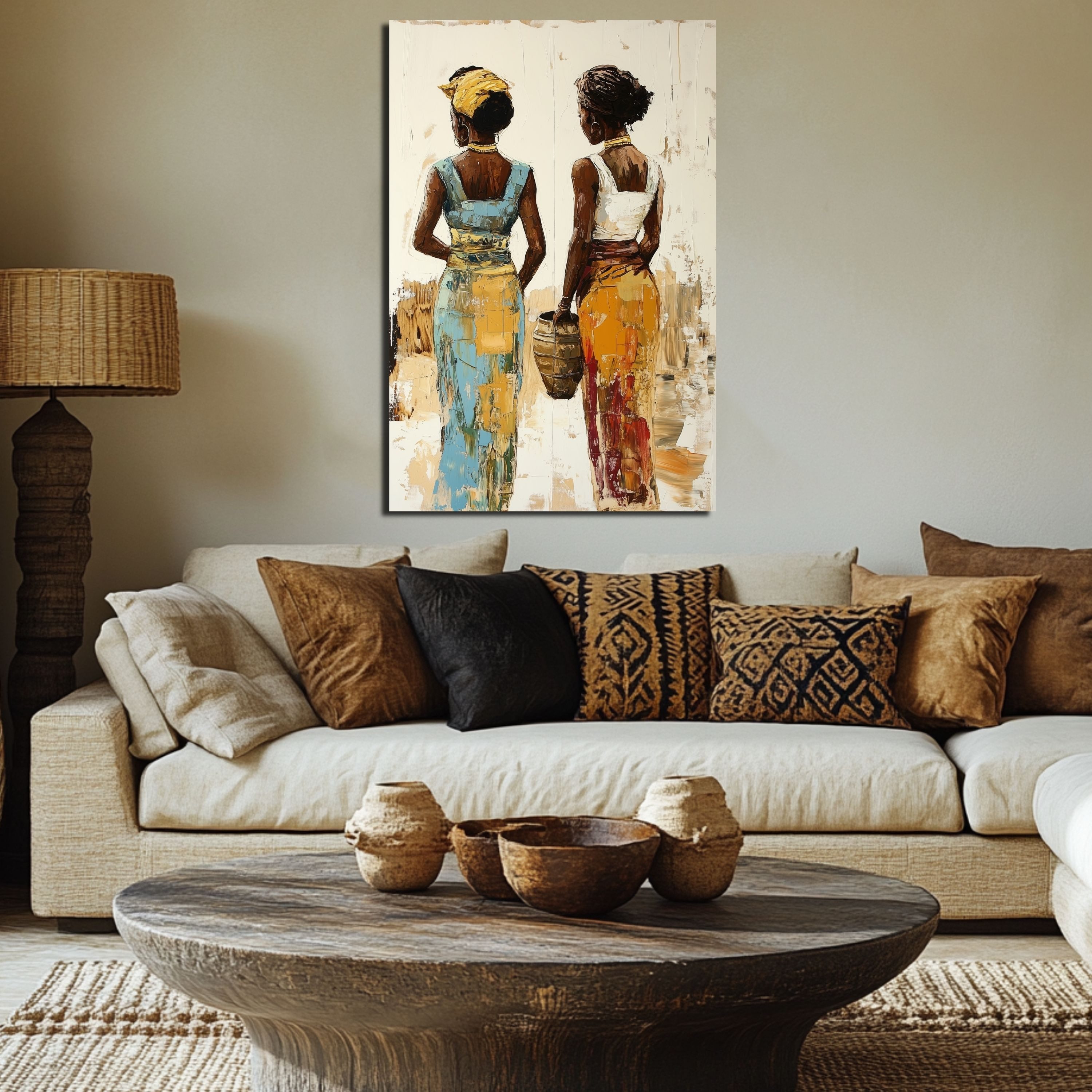 DARO Design Leinwandbild Modern Abstrakt Wandbilder XXL Wandbild Wand Deko Leinwand Bilder, (2 Frauen - Bild groß Wohnzimmer Schlafzimmer Küche Esszimmer Einteilig Querformat Fotodruck Leinwände Wanddeko Abstrakte Kunst Boho), 30x20cm