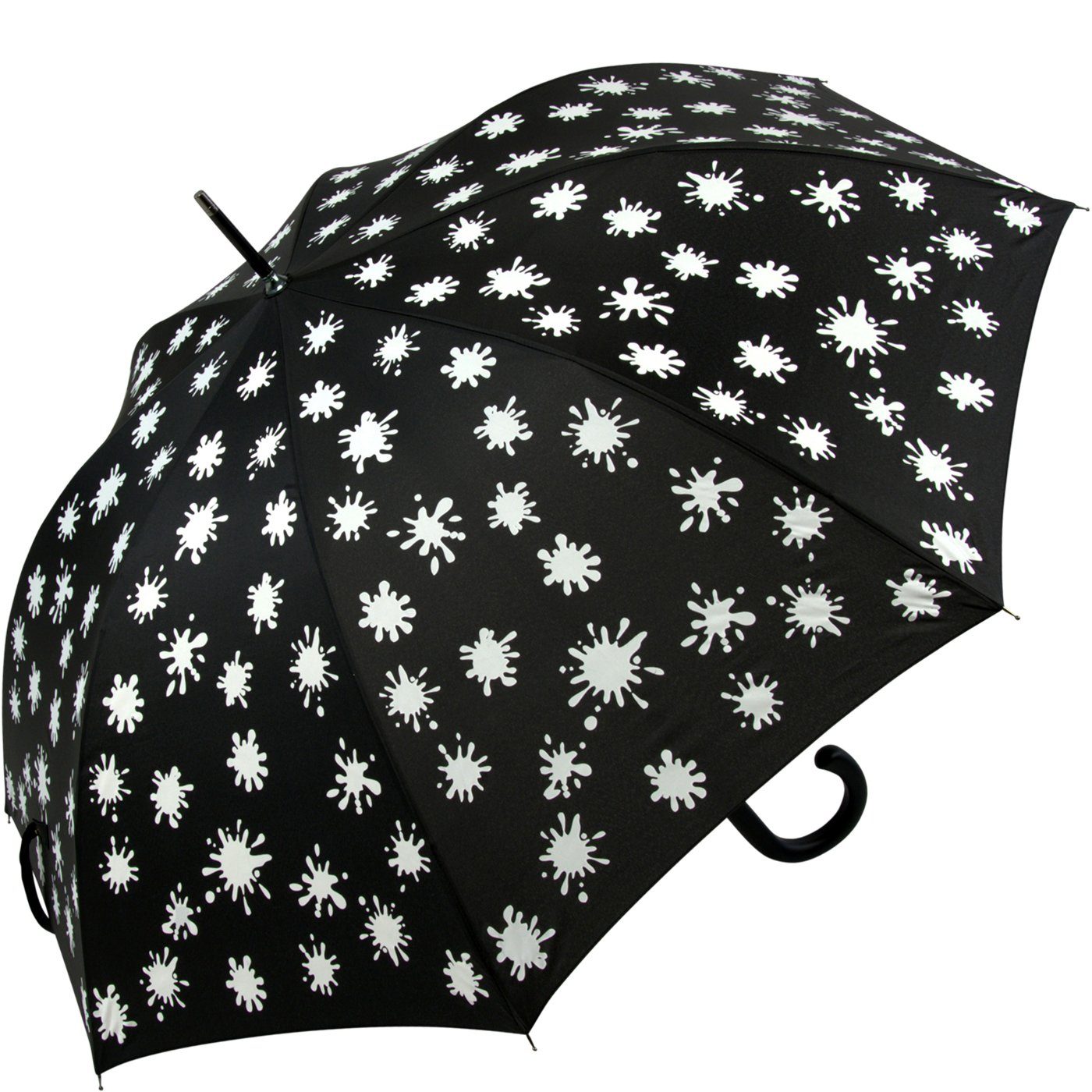 iX-brella Stockregenschirm iX-brella Damenschirm mit Automatik und Wet Print, Farbänderung bei Nässe - Farbkleckse blau