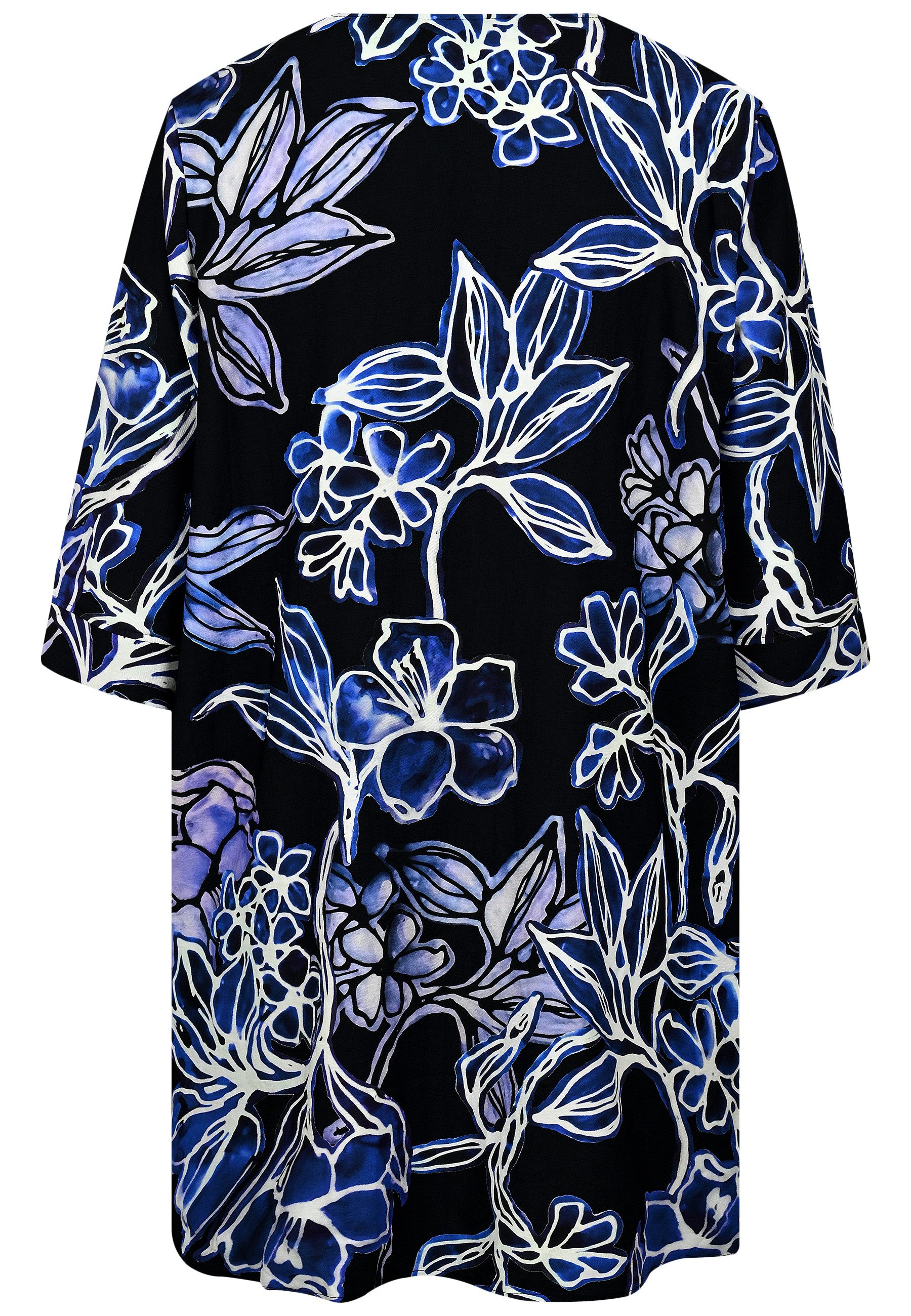 elanza Midikleid Kleid mit Blumen-Print in Schwarz/Blau (1-tlg) günstig online kaufen