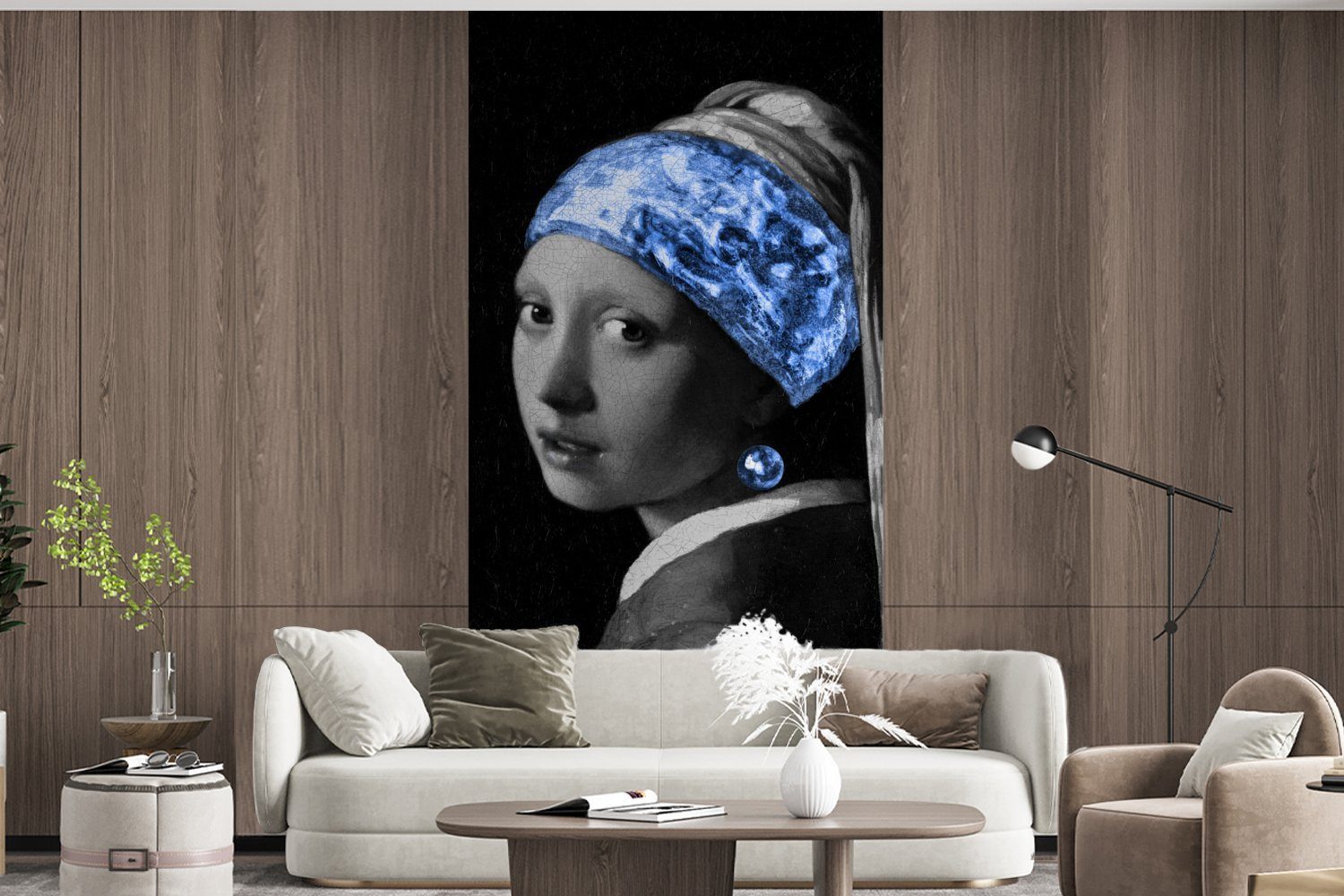 - einem Schlafzimmer - Blau, Küche, Mädchen Matt, Wohnzimmer St), für Fototapete Fototapete bedruckt, mit MuchoWow Vliestapete (2 Perlenohrring Vermeer