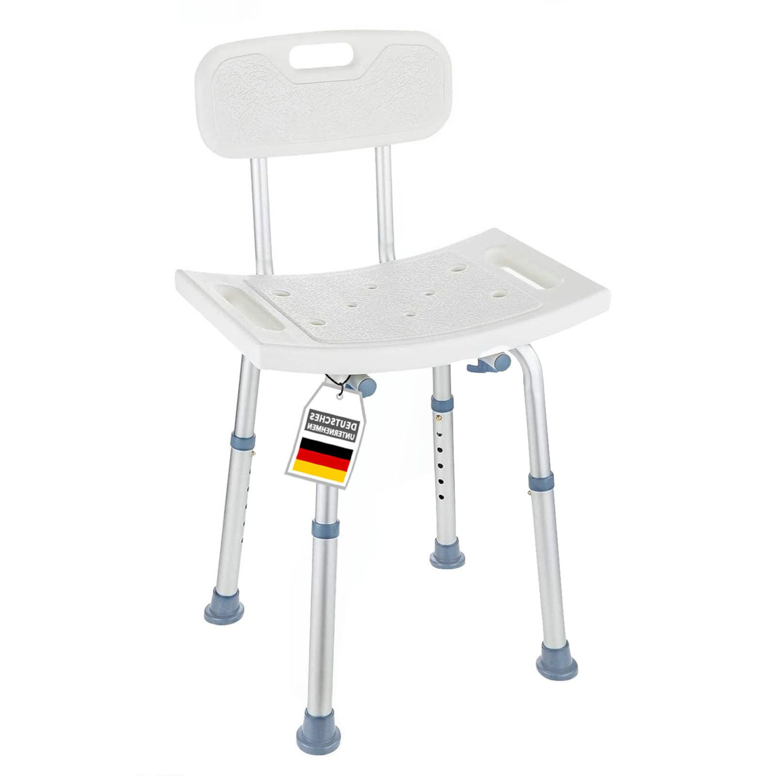 Kubus Duschhocker Lino, Für Senioren, Pflege & Barrierefreies Duschen, Sitzhöhenverstellung von 37 bis 50 cm in sechs Stufen