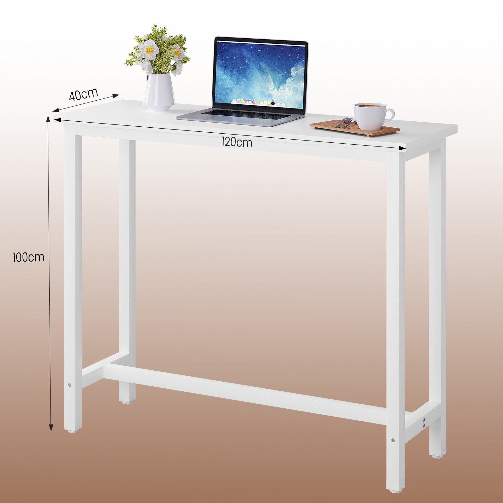 Woltu Bartisch (1-St), Metallgestell, Tischplatte aus MDF, 120x40x100cm