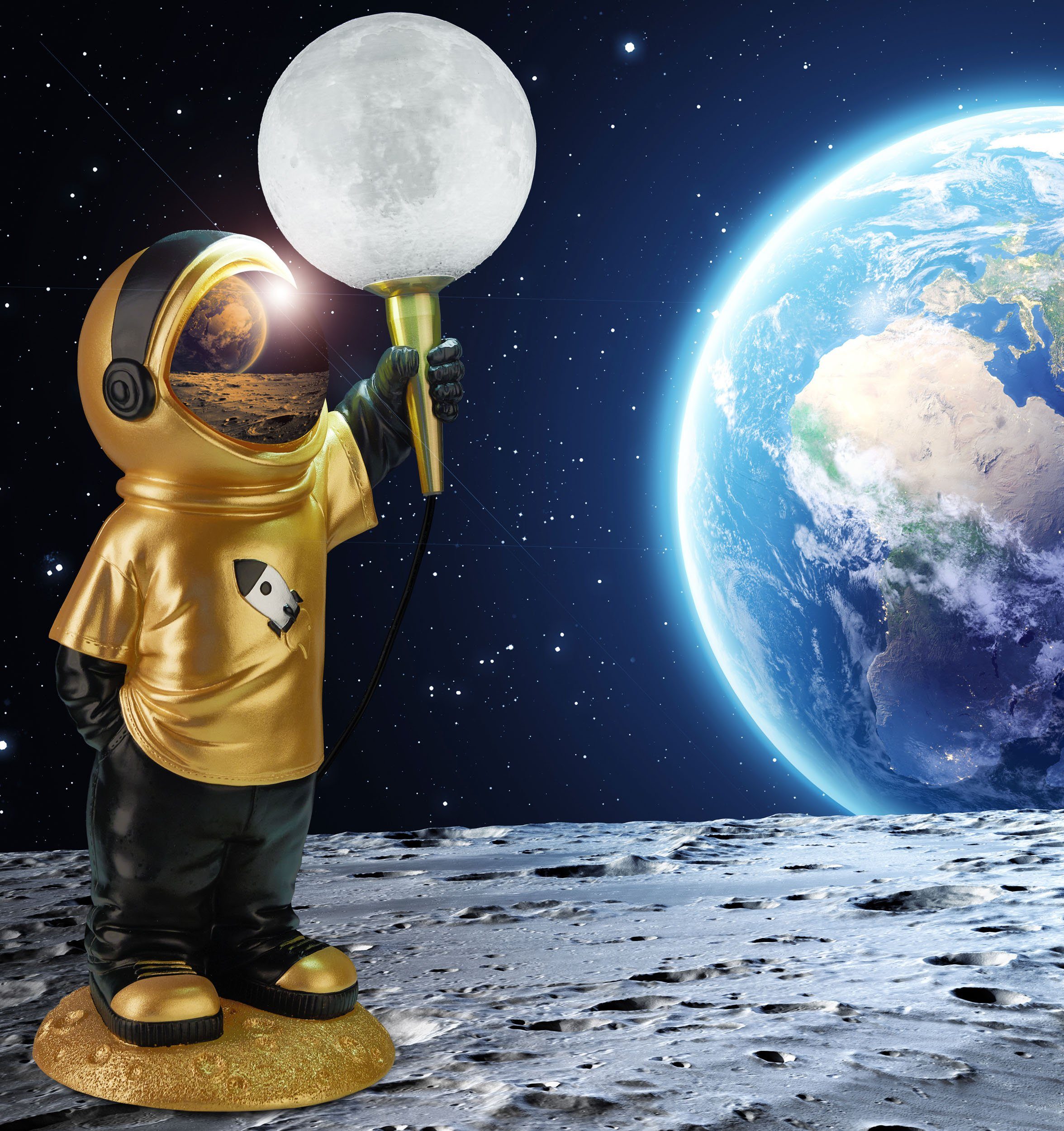 BRUBAKER LED Nachttischlampe Astronauten Tischlampe - 46 cm Weltraum Tischl günstig online kaufen