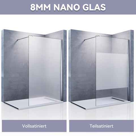 SONNI Walk-in-Dusche Walk-In Dusche,Vollsatiniert/ Teilsatiniert Glas,80-140cm,Höhe: 200cm, NANO ESG GLAS