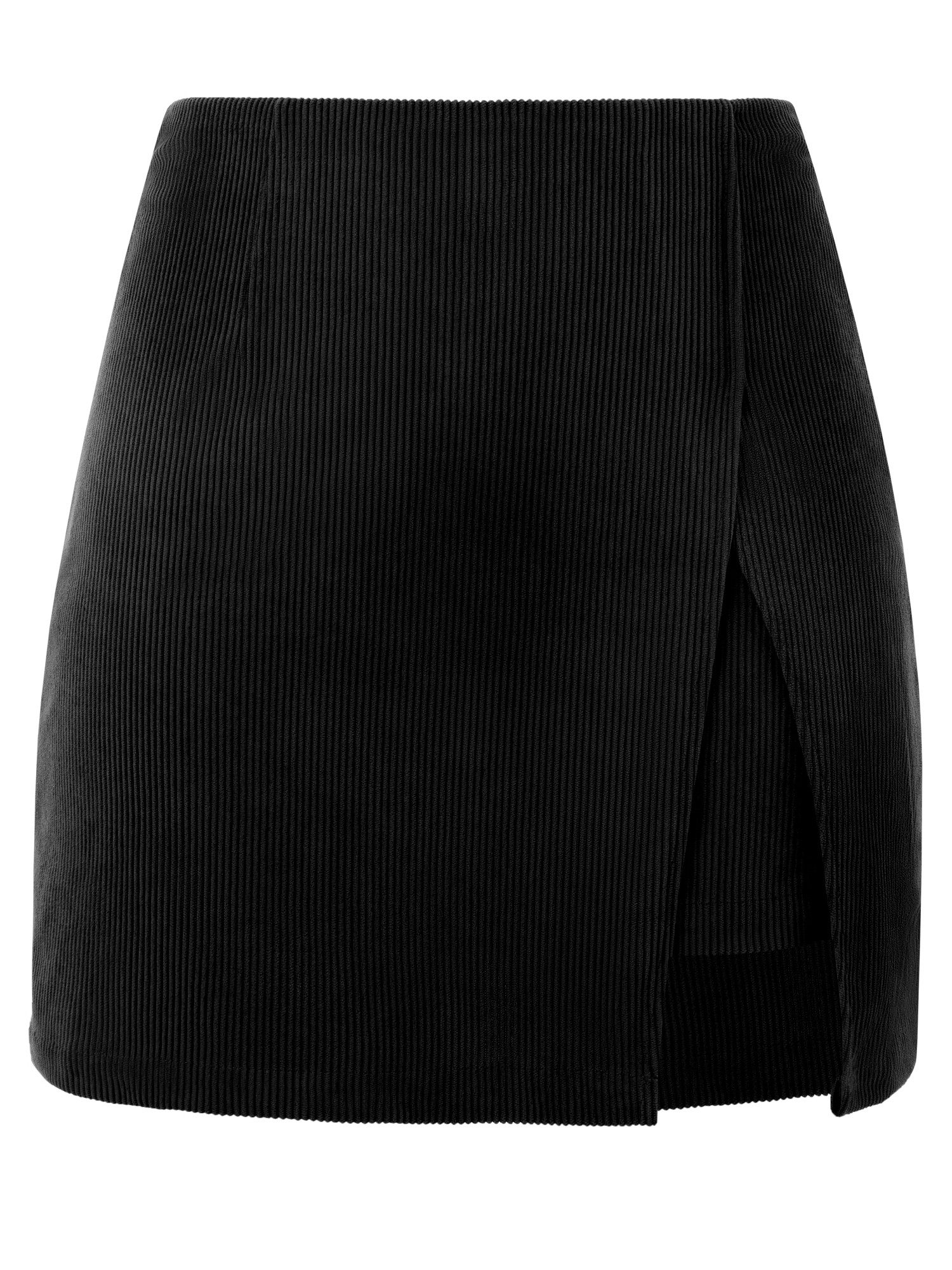 Imily Bela Cordrock Damen Minirock High-Waist seitlicher Schlitz A-förmig figurbetonend (Packung, 1-tlg., 1per-Pack) in Unifarbe Reißverschluss – Bild 5 von 5