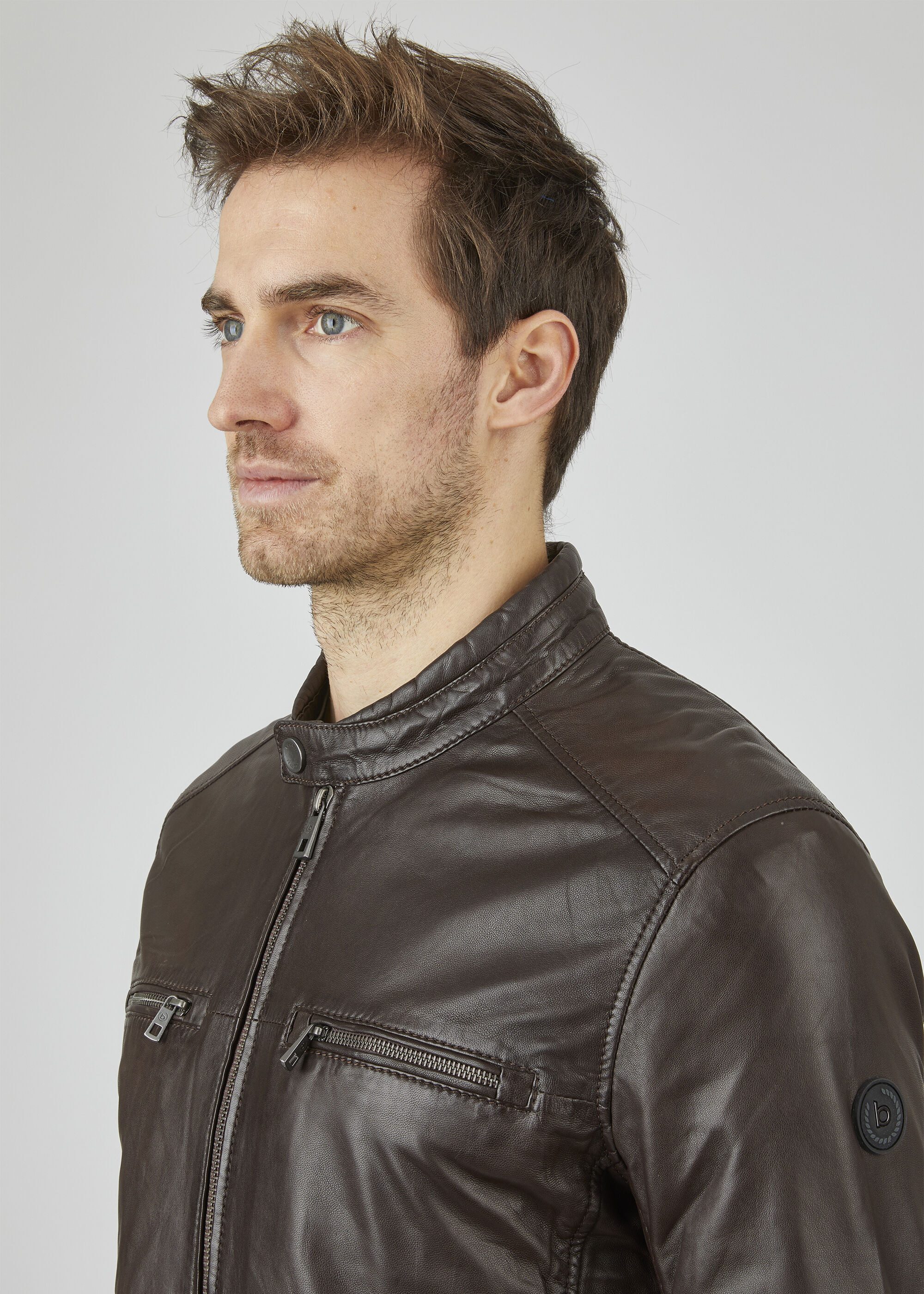 bugatti Lederjacke BUDANILO (1-St) mit Reißverschlüssen und Druckknopfriegeln