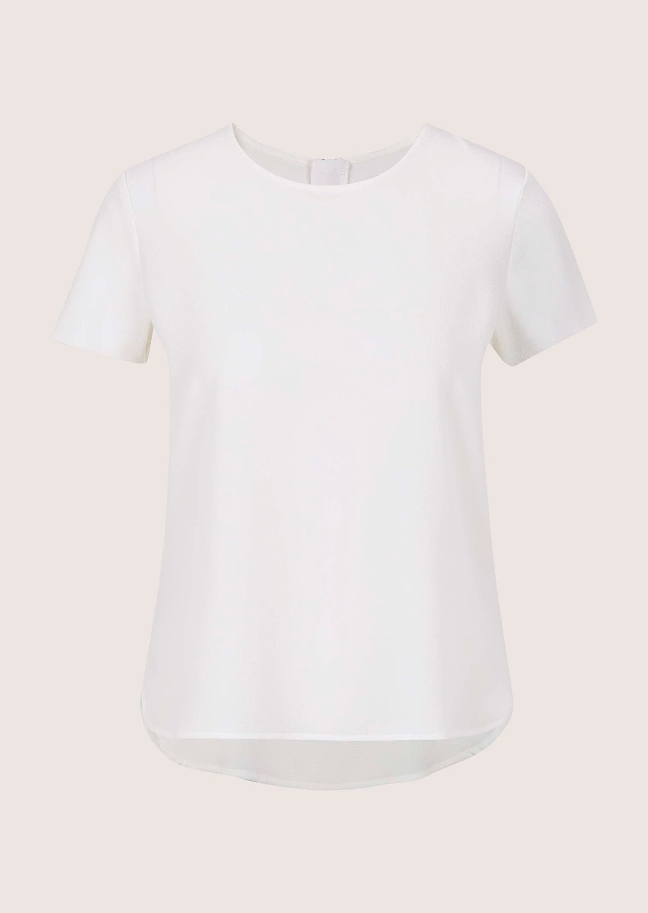 MADELEINE Shirtbluse Sommerbluse mit Reißverschluss Schlichtes Jerseyshirt mit Rundhalsausschnitt und Kurzarm – Bild 5 von 5