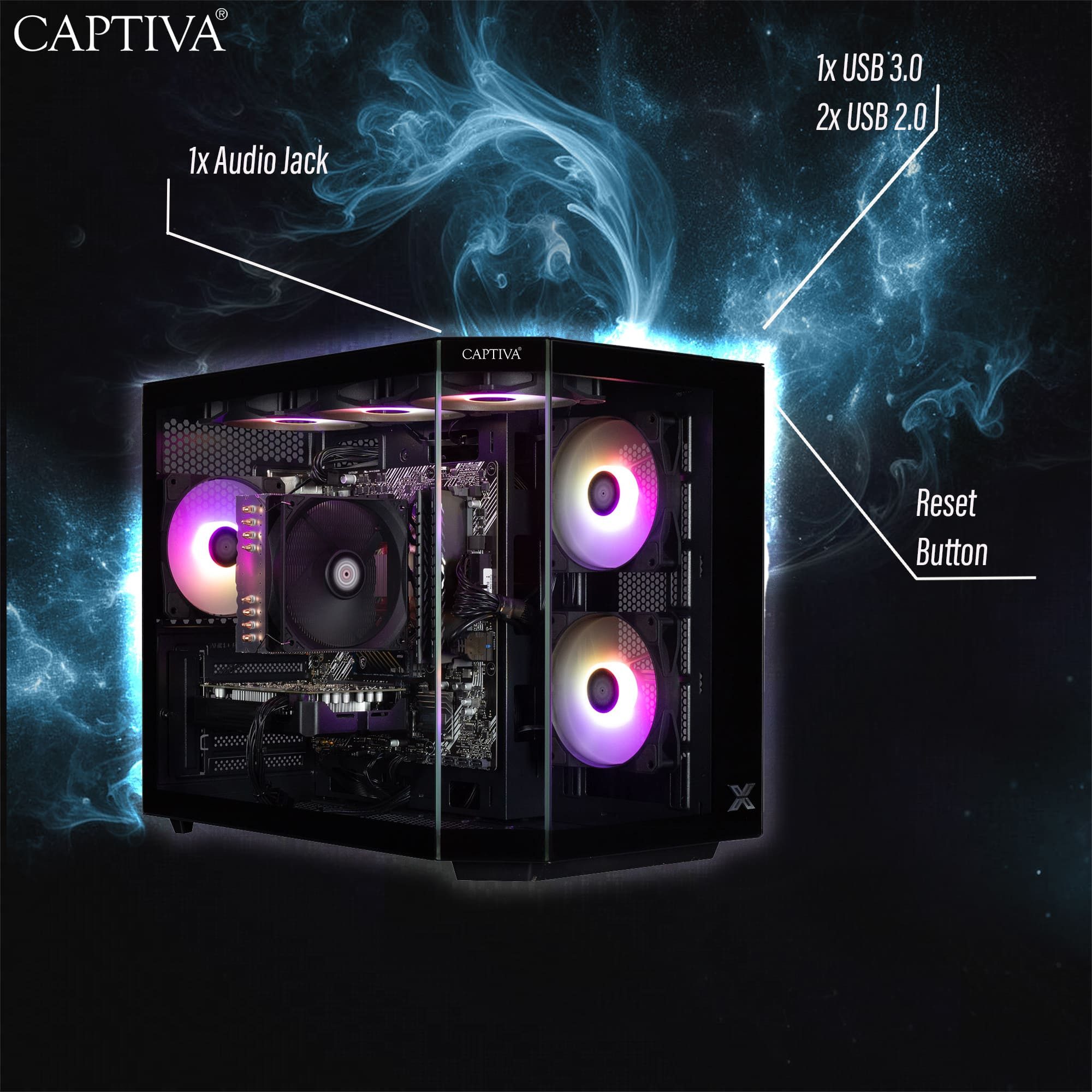 CAPTIVA Advanced Gaming I92-526 PC (Intel Core i5 14400F, GeForce® RTX™ 5060, 32 GB RAM, 1000 GB SSD, Luftkühlung, WLAN, Windows 11 Home)