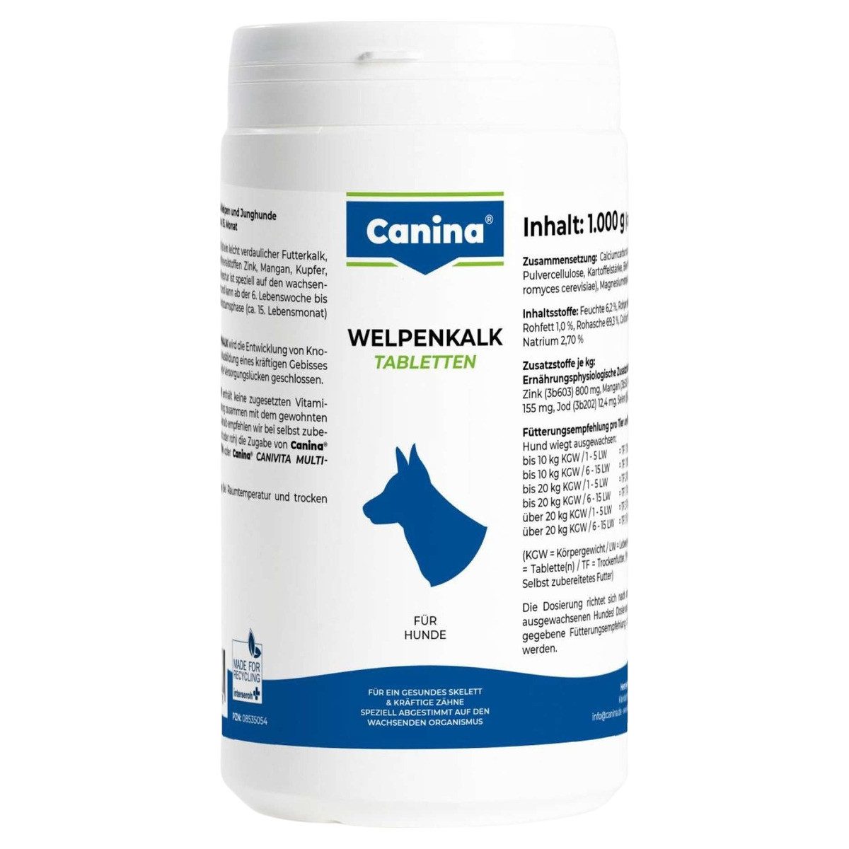 Canina Welpenkalk Tabletten 1000 g, für: Hund