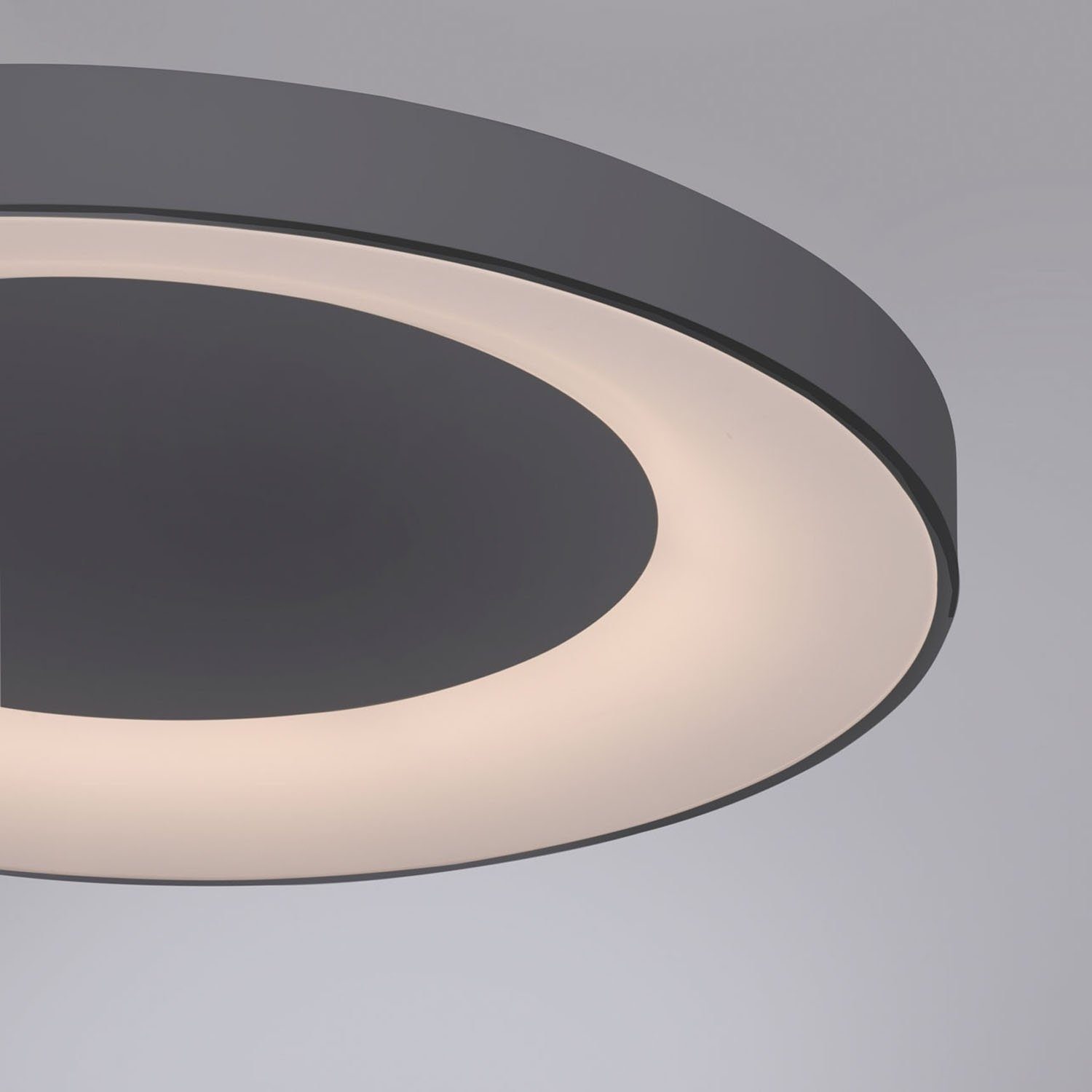 JUST LIGHT LED Deckenleuchte ANIKA, 1-flammig, Ø 70 cm, Grau, Weiß, Kunststoff, Anpassung der Farbtemperatur, Dimmfunktion, Memoryfunktion, LED fest integriert, Neutralweiß, Warmweiß, LED Deckenlampe