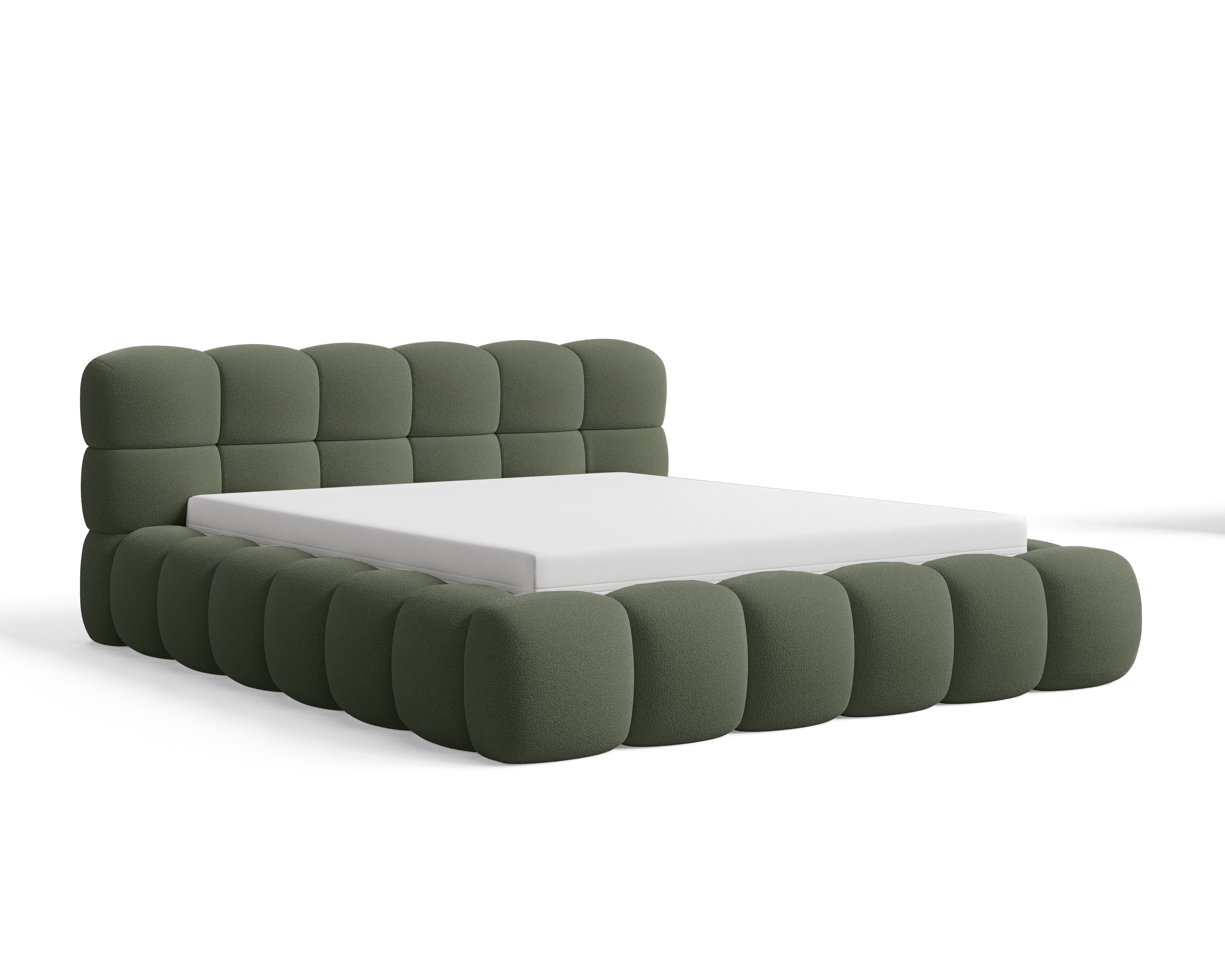 Chilly Möbel Polsterbett Stone Grün Bouclé günstig online kaufen
