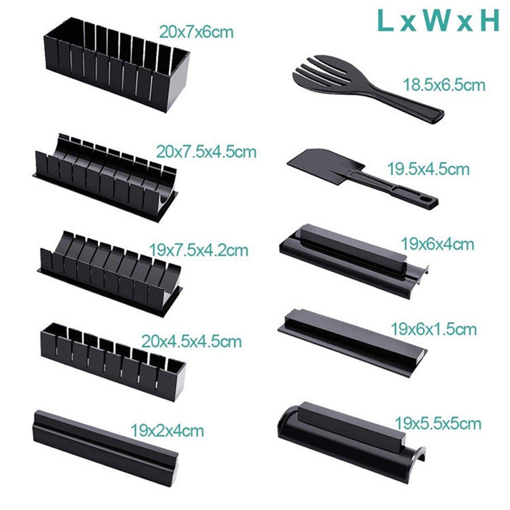 XDeer Sushi-Roller Sushi maker set, 10 Stück Sushi set, Sushi starter set, für Anfänger, (10-tlg), zum Selber machen Sushi Making Kit, mit Reis Roll Formen