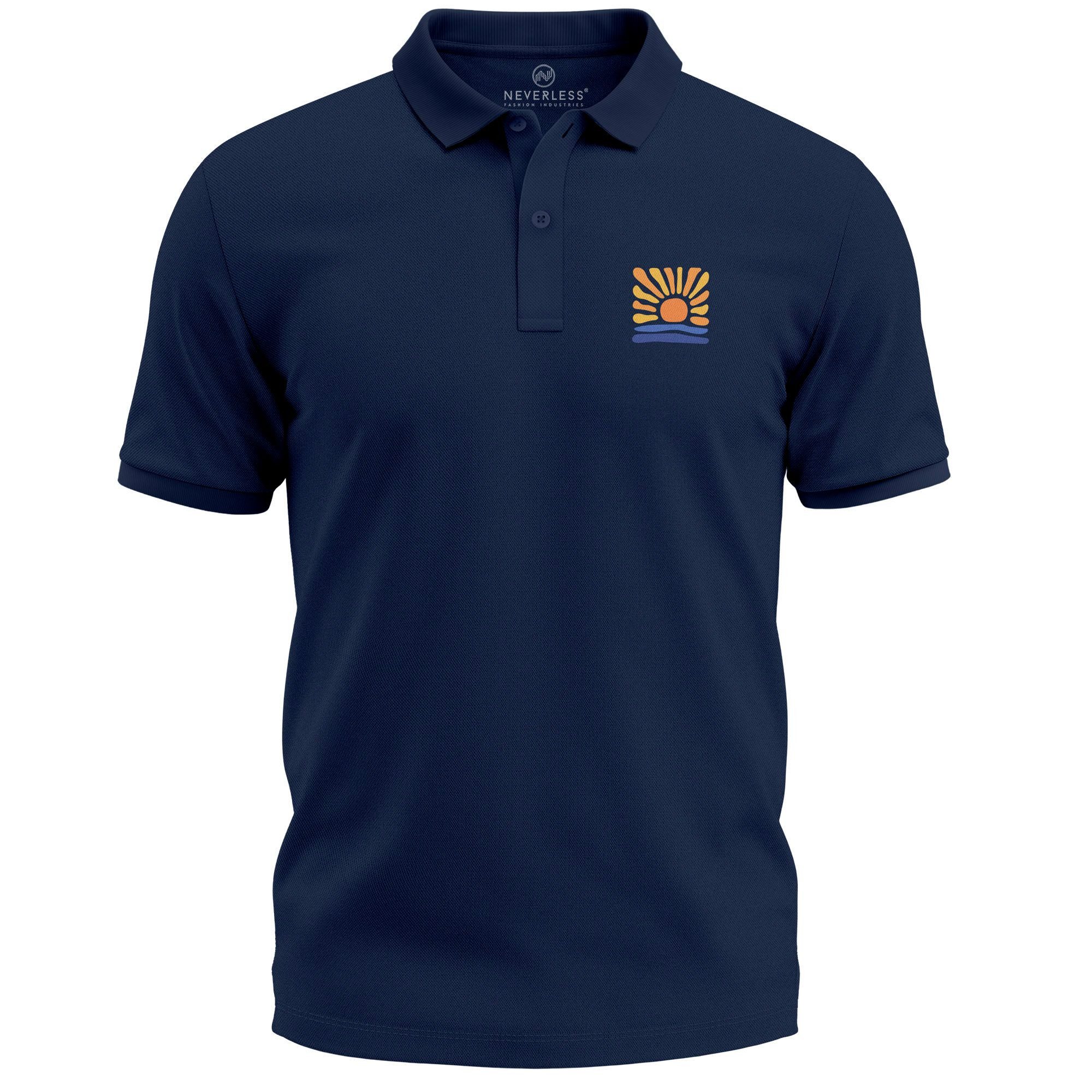 Poloshirt Poloshirt Herren mit Aufdruck Logo Sonne– Kurzarm Polo Sommer Casual