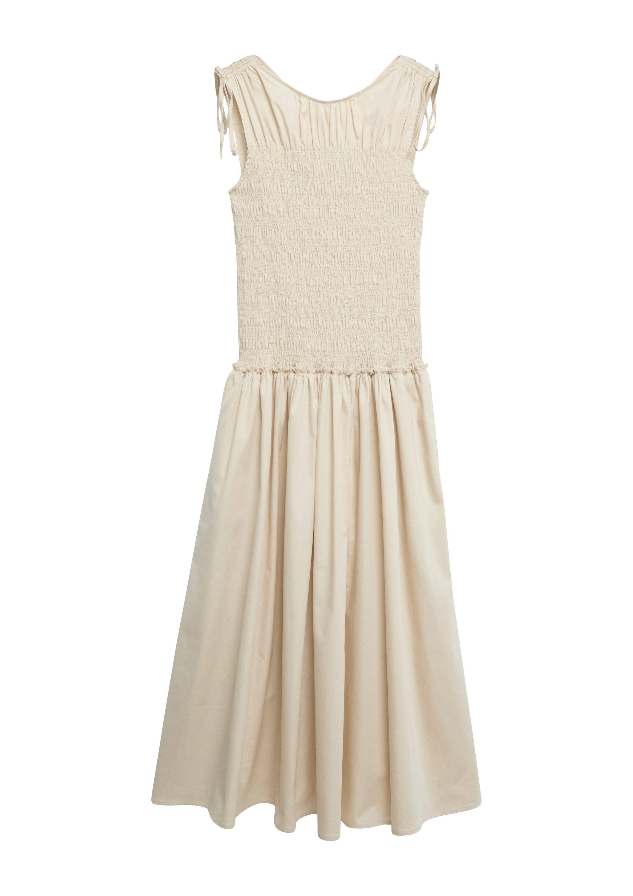 comma Midikleid Kleid Gesmoktes Baumwoll-Kleid in Midi Länge