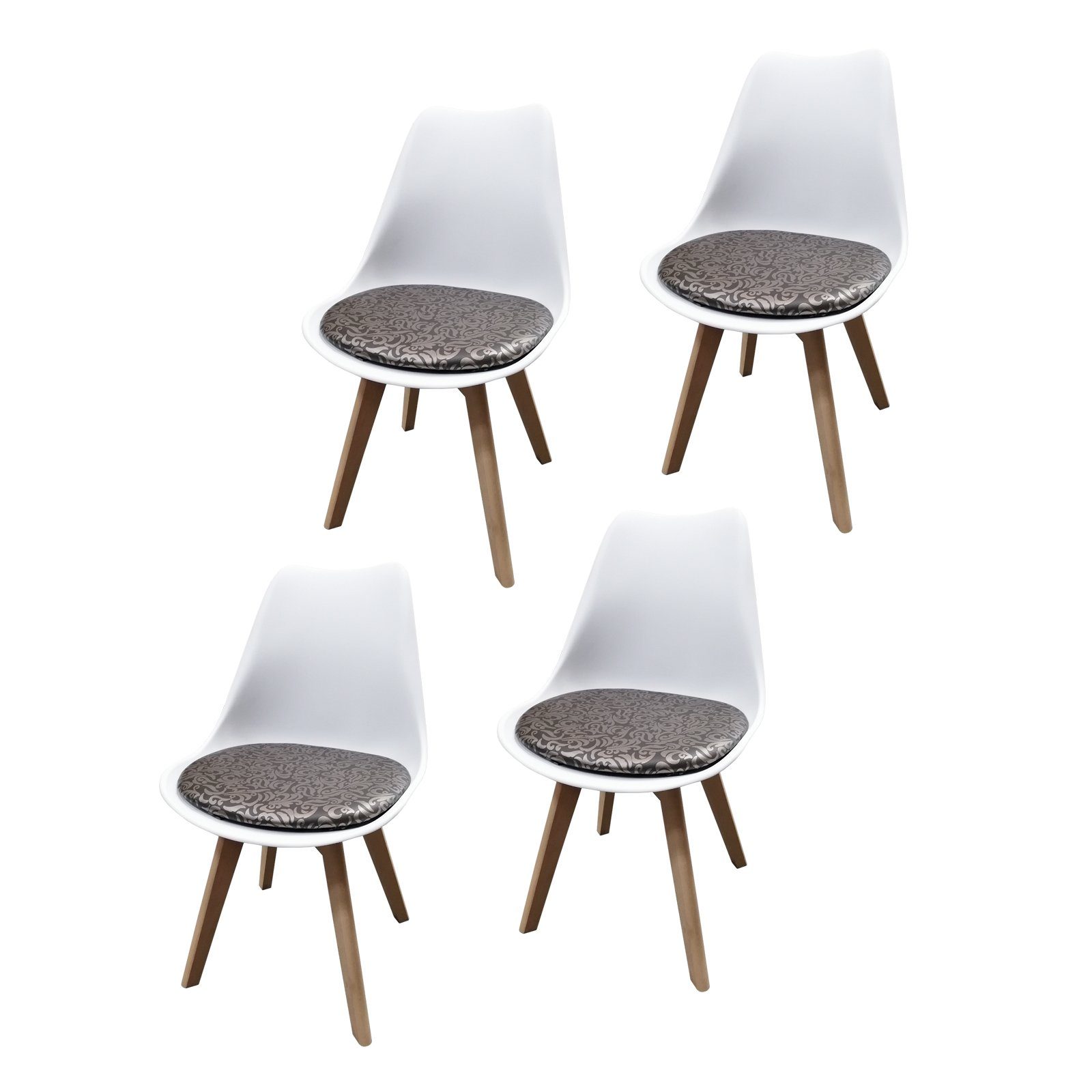 HTI-Living Esszimmerstuhl Stuhl Atlanta PU Muster 4er-Set (Set, 4 St), Esszimmerstuhl Kunstleder Weiß, Braun | Stühle