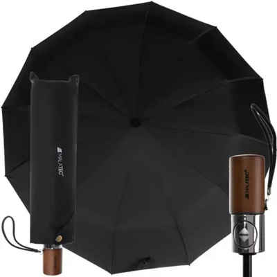 Trizand Taschenregenschirm Regenschirm XXL, groß schwarz Hochwertig Einfahrbar